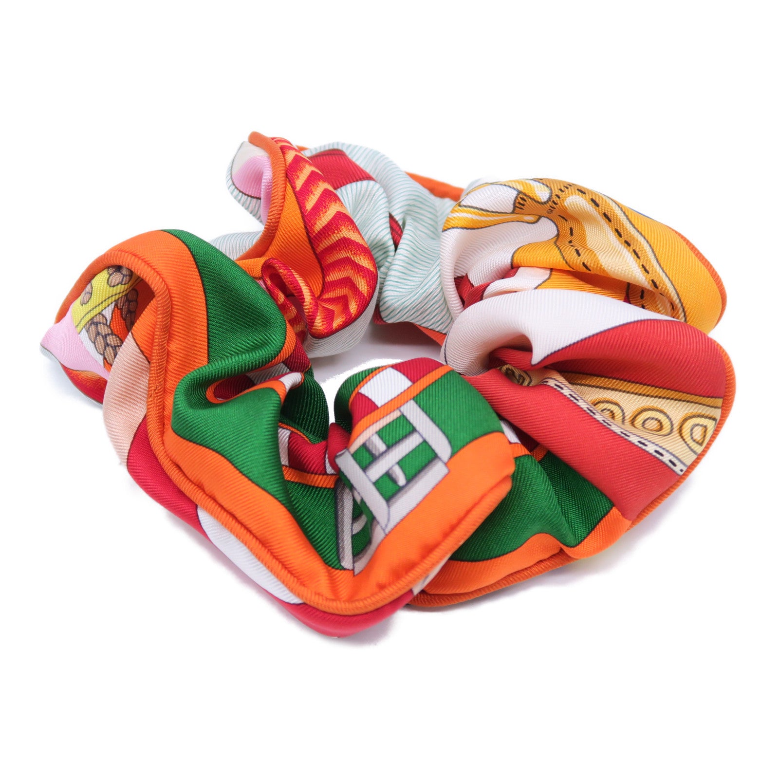 HERMES 絲質Claudia Scrunchie髮圈橙色/綠色/紅色