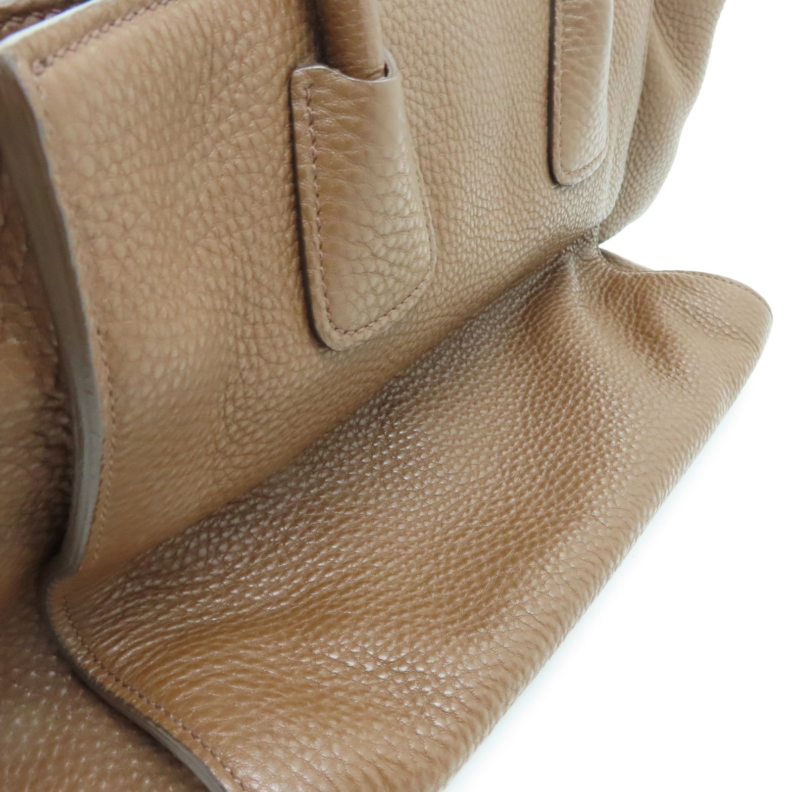 PRADA 牛皮皮革2way Shoulder Bag金扣手挽肩背兩用袋啡色