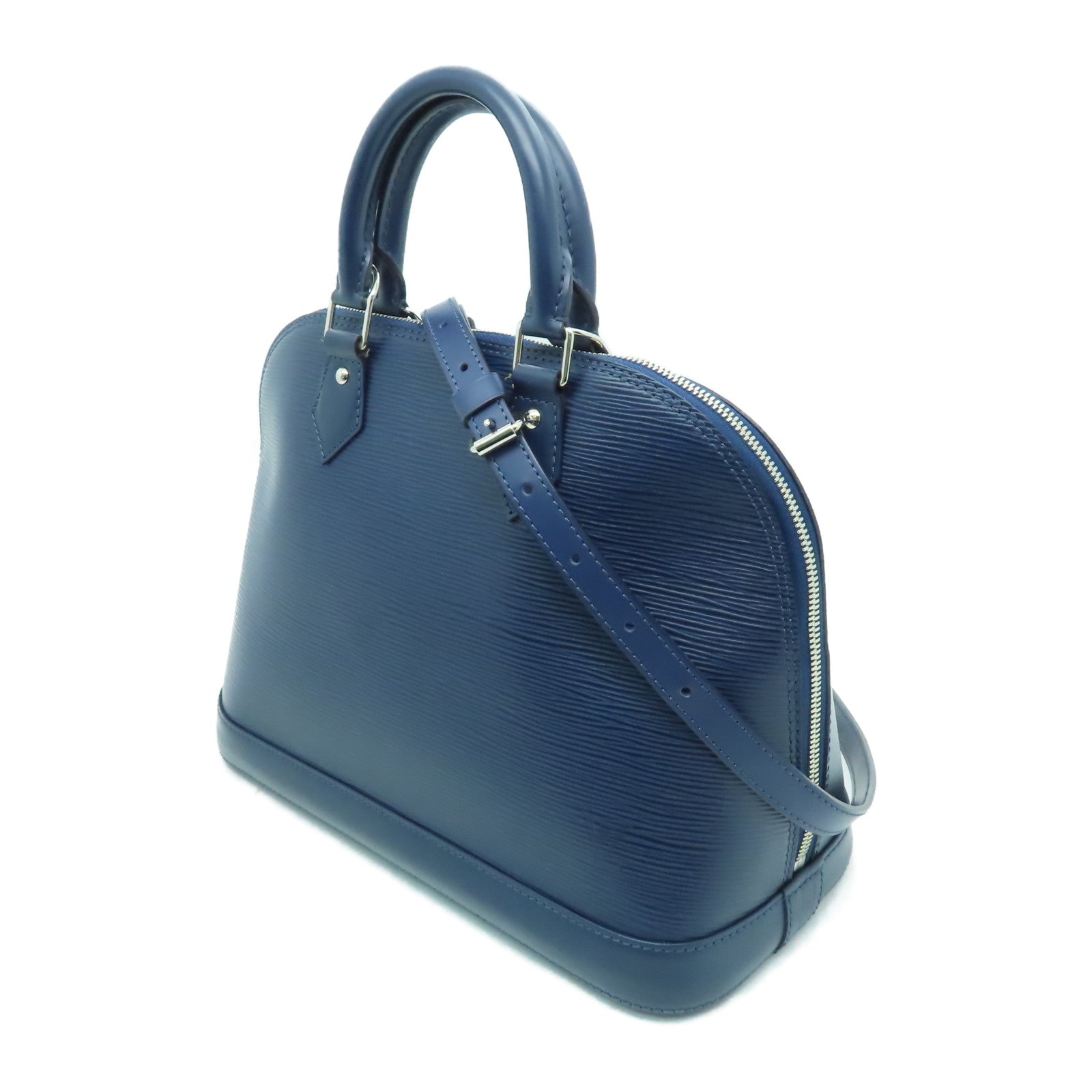 LOUIS VUITTON Epi Alma PM銀扣手挽肩背兩用袋藍色