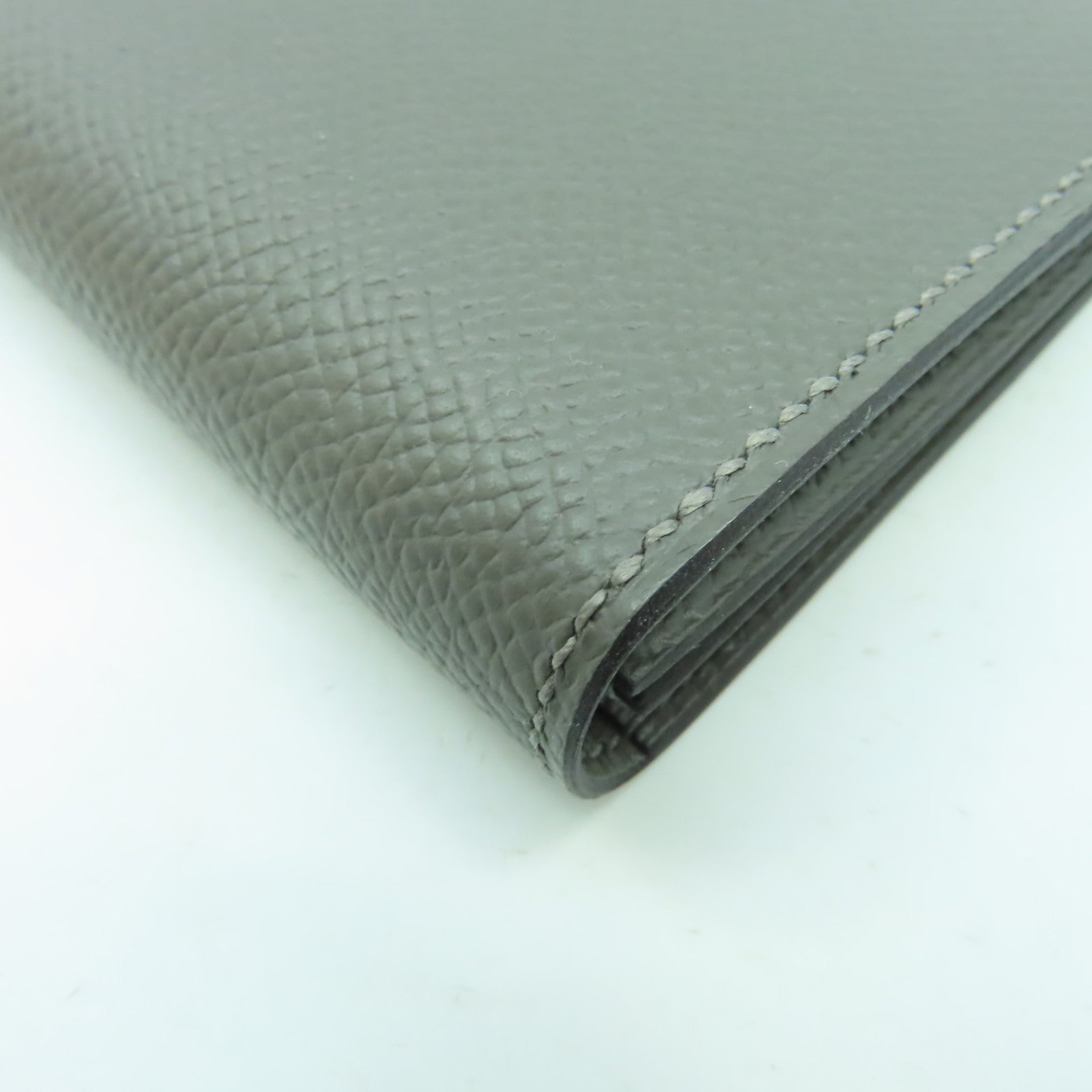 HERMES Epsom皮革Bearn Card Case銀扣卡片套積雲雨灰色