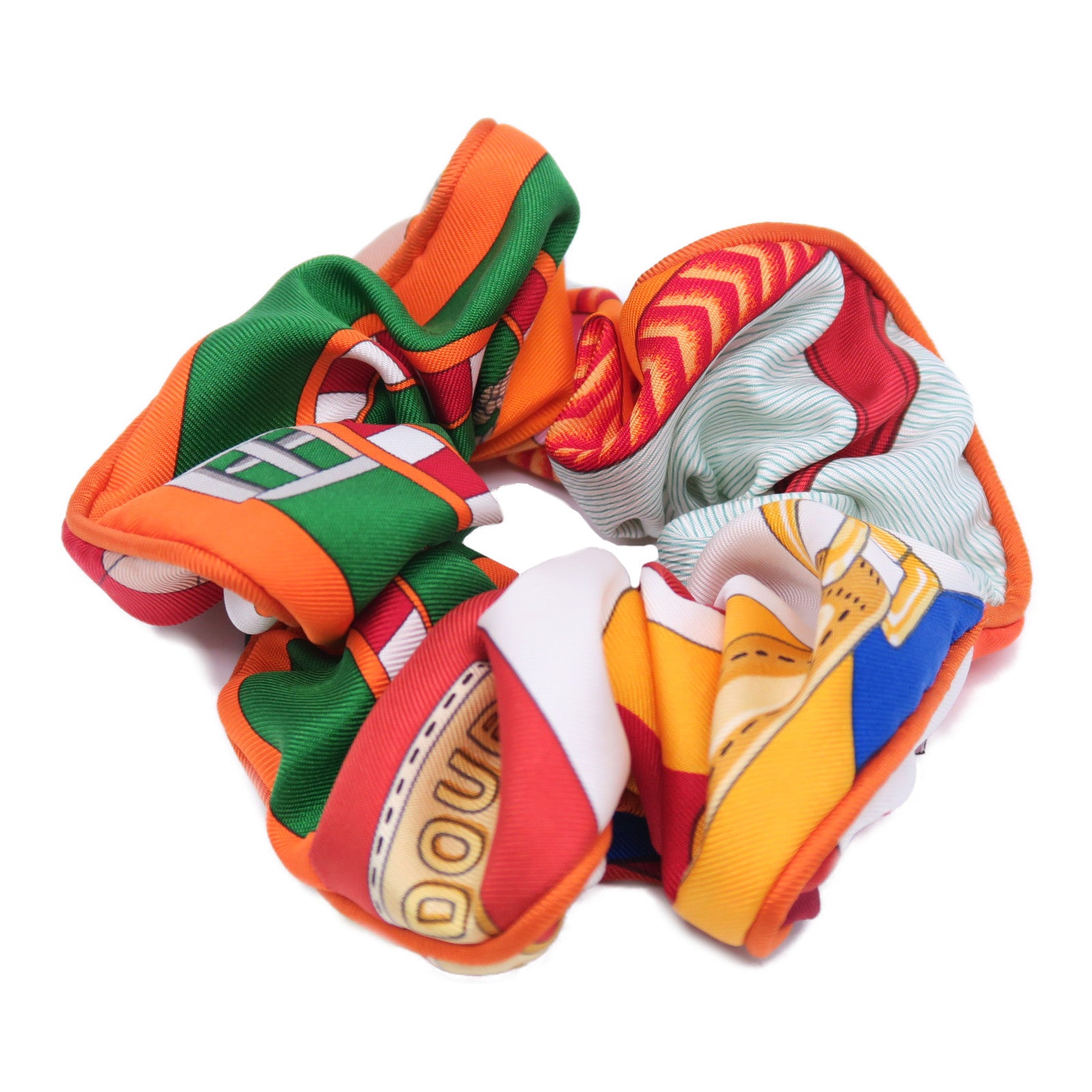 HERMES 絲質Claudia Scrunchie髮圈橙色/綠色/紅色