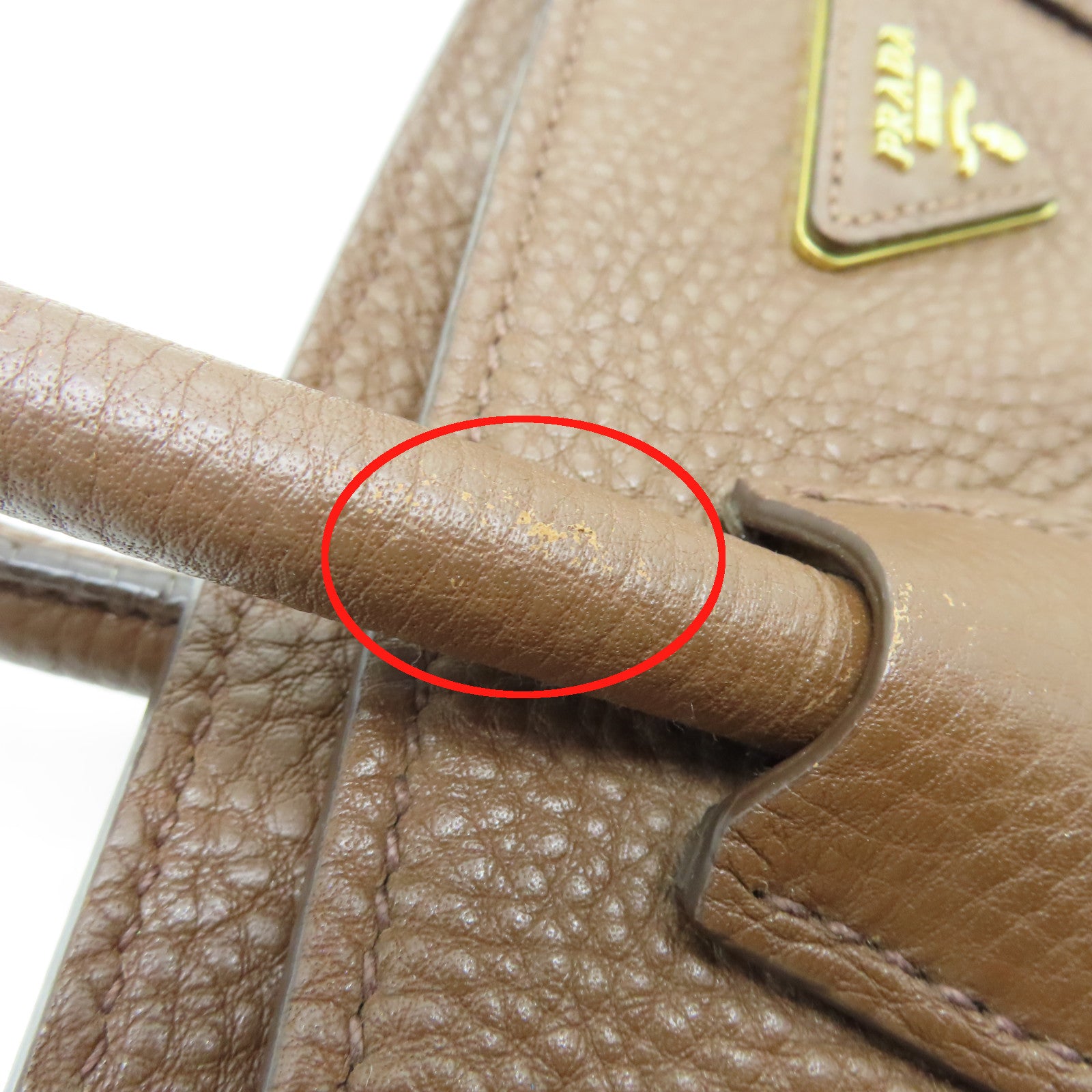 PRADA 牛皮皮革2way Shoulder Bag金扣手挽肩背兩用袋啡色