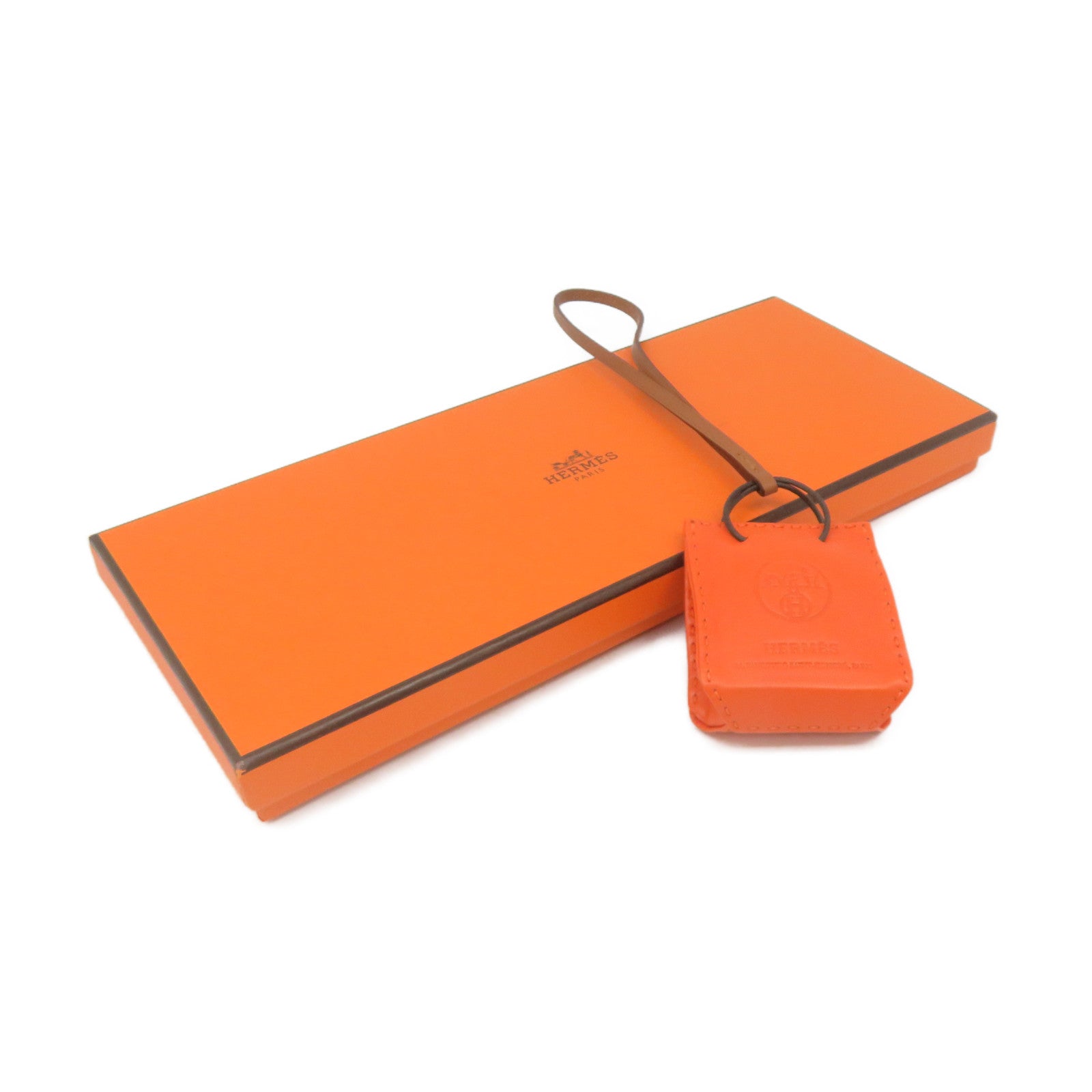 HERMES Sheepskin Leather Orange Bag Charm Charm Orange Orange