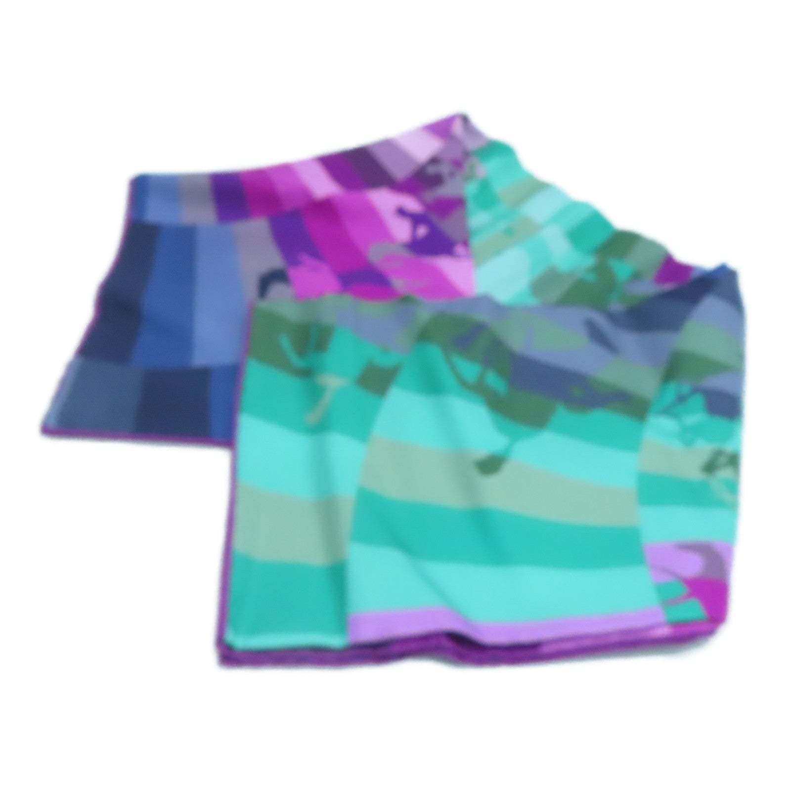 HERMES Silk scarf scarf green purple 90x90cm