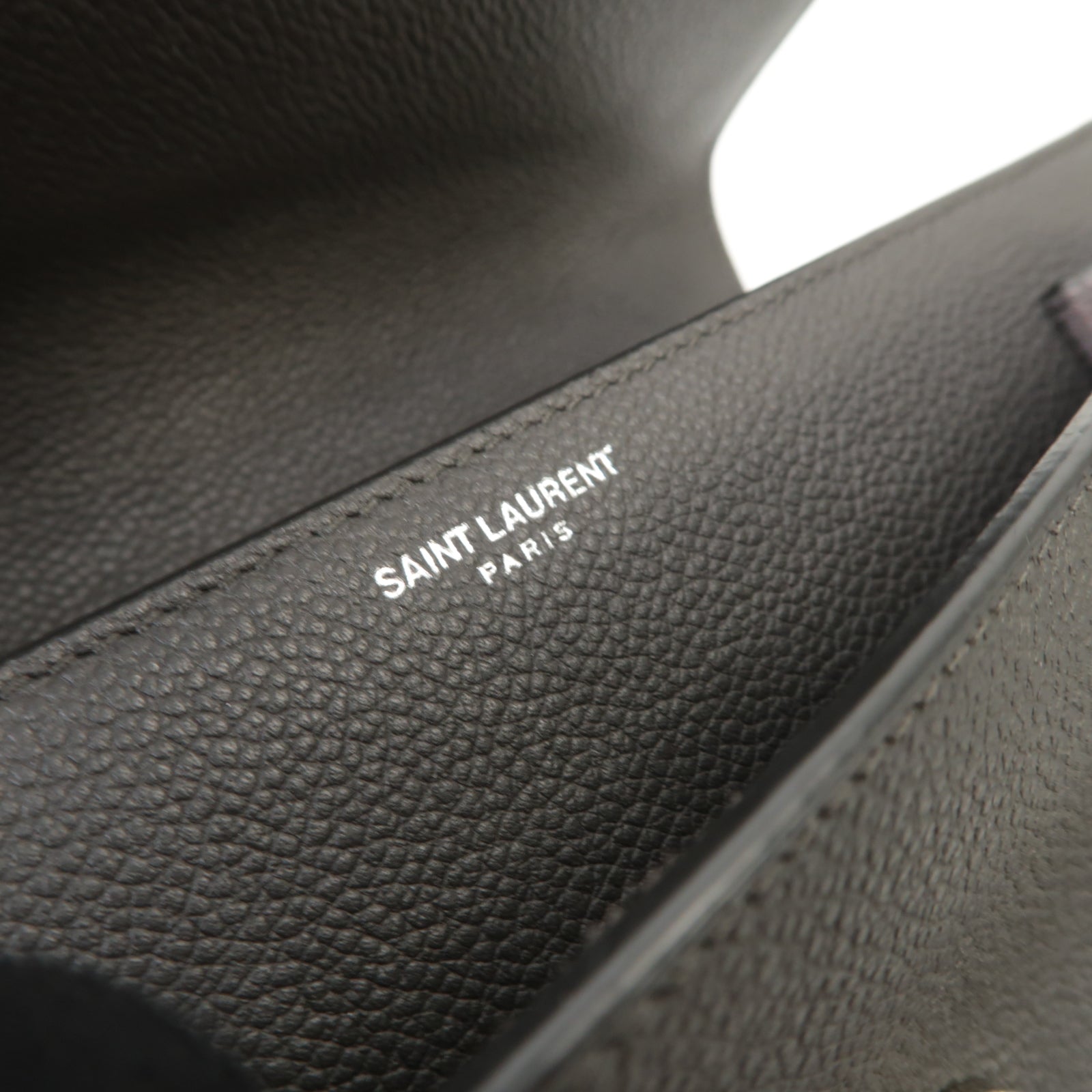 SAINT LAURENT 牛皮皮革Sunset Medium銀扣鏈帶肩背袋深灰色