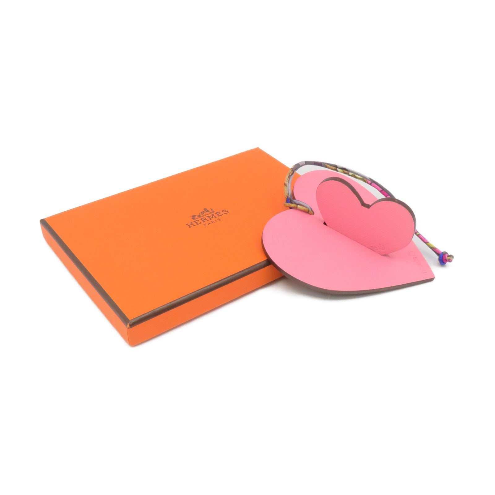 HERMES Epsom皮革Heart Charm挂饰粉红色/黑色