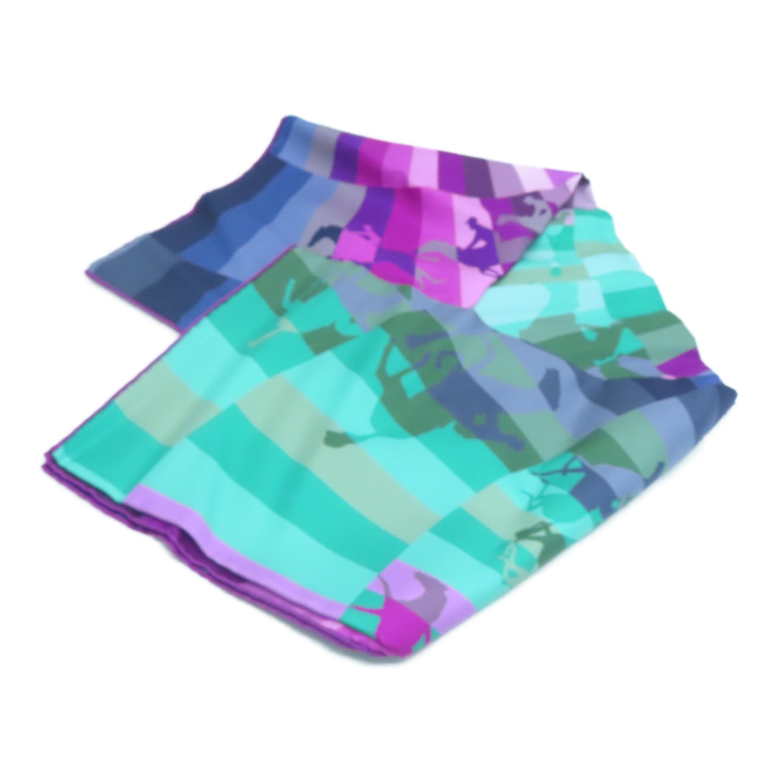 HERMES Silk scarf scarf green purple 90x90cm