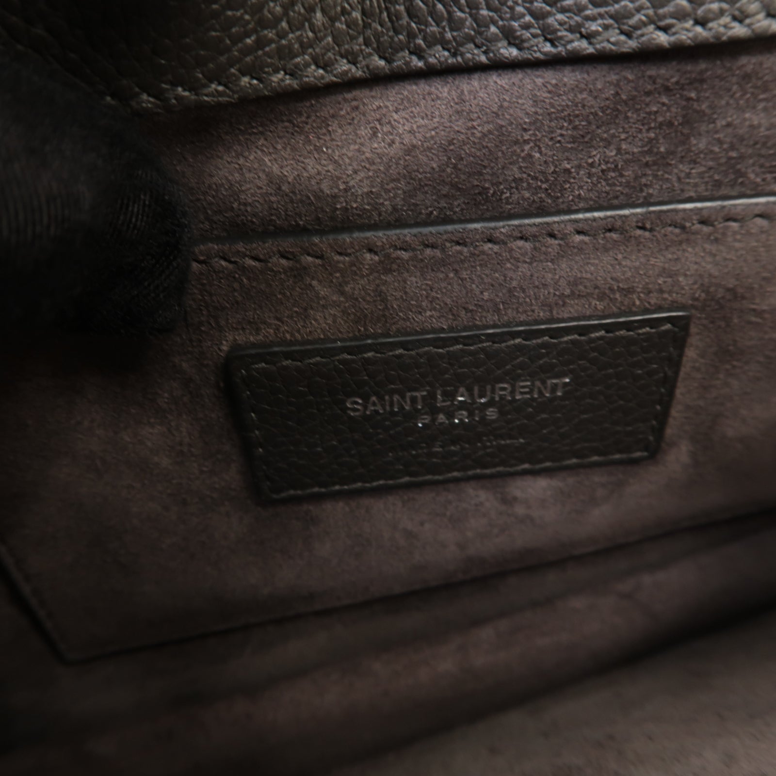 SAINT LAURENT 牛皮皮革Sunset Medium銀扣鏈帶肩背袋深灰色
