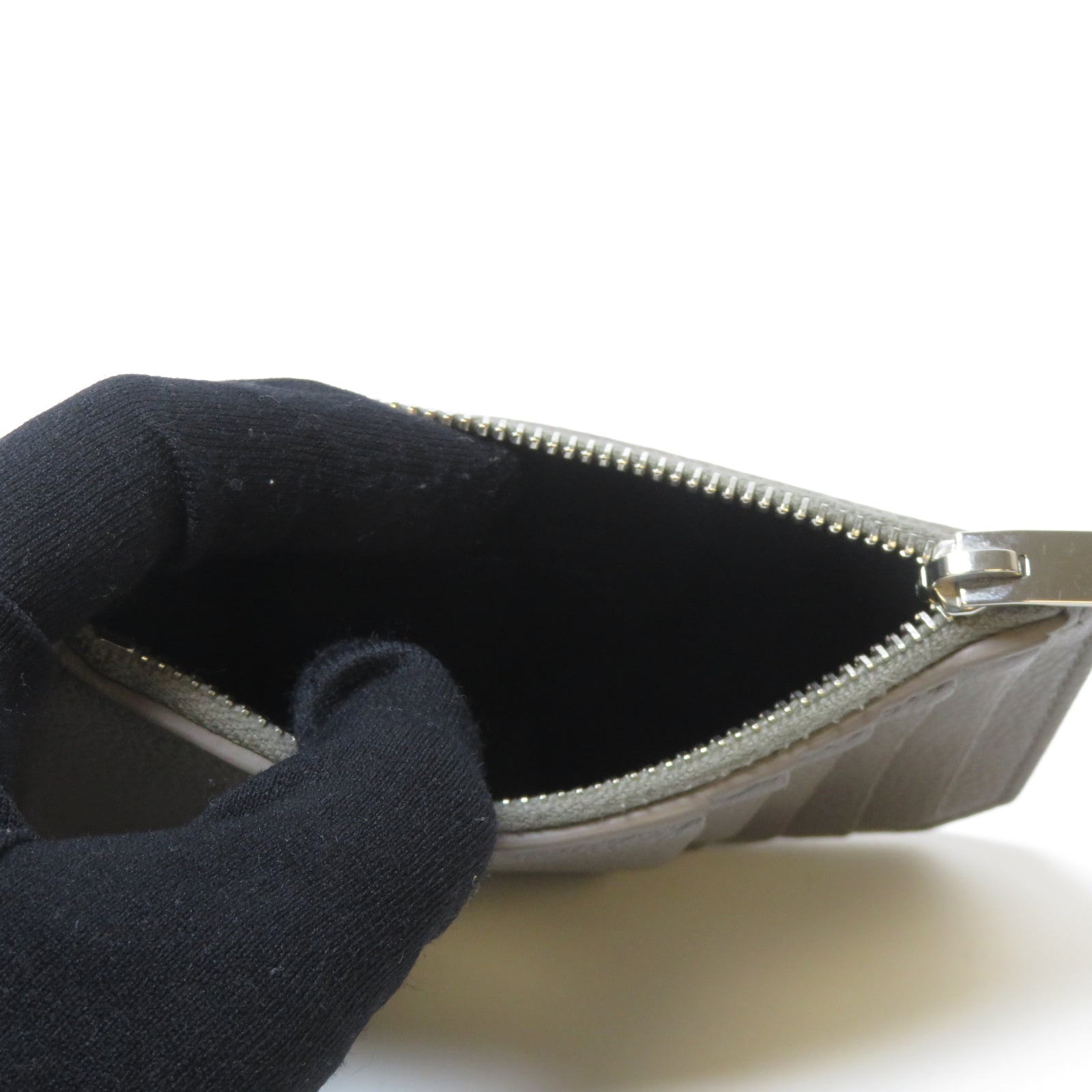 SAINT LAURENT 牛皮皮革Card Case銀扣卡片套灰色
