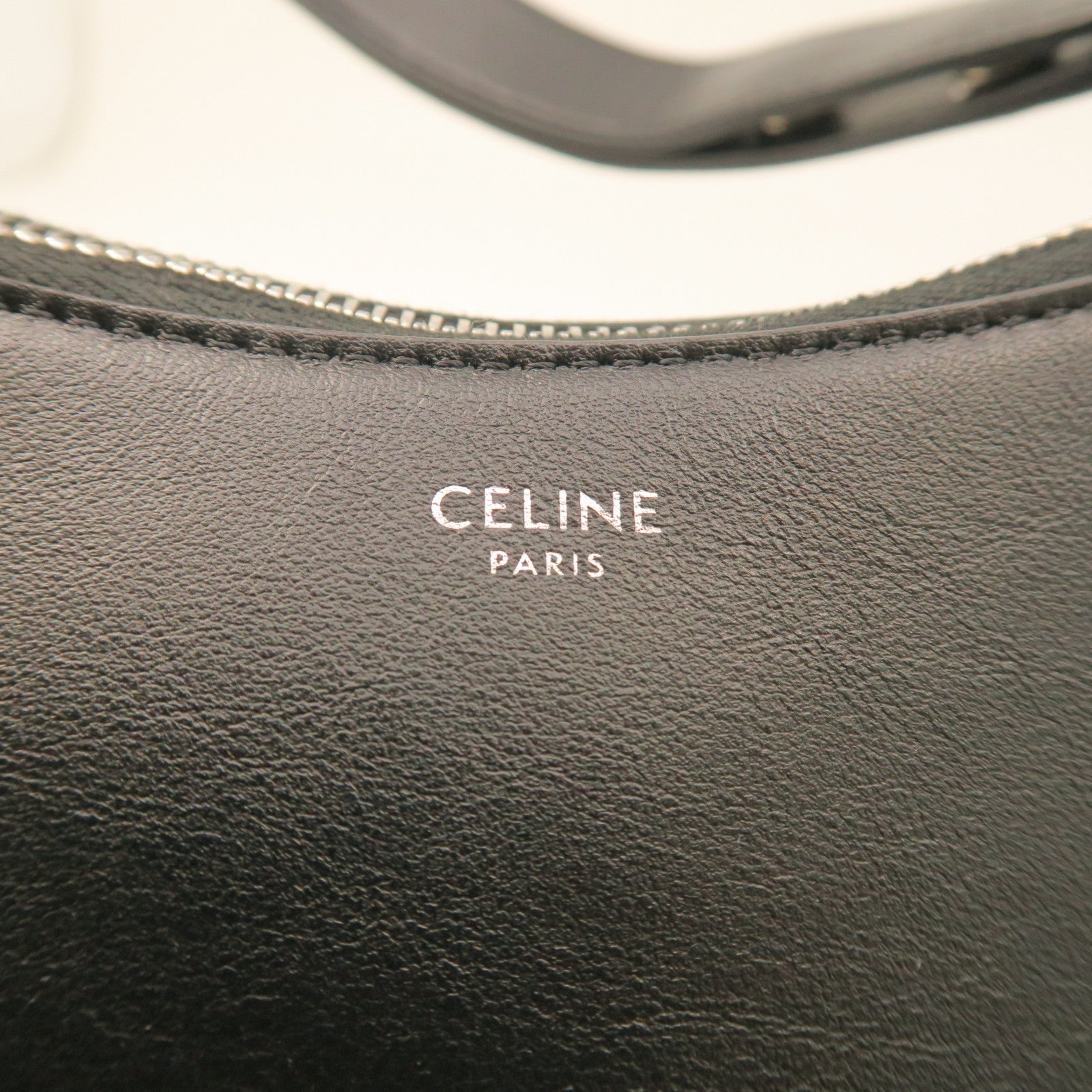 CELINE Ava Medium Shoulder Bag Black with Silver Buckle in Cowhide Leather
