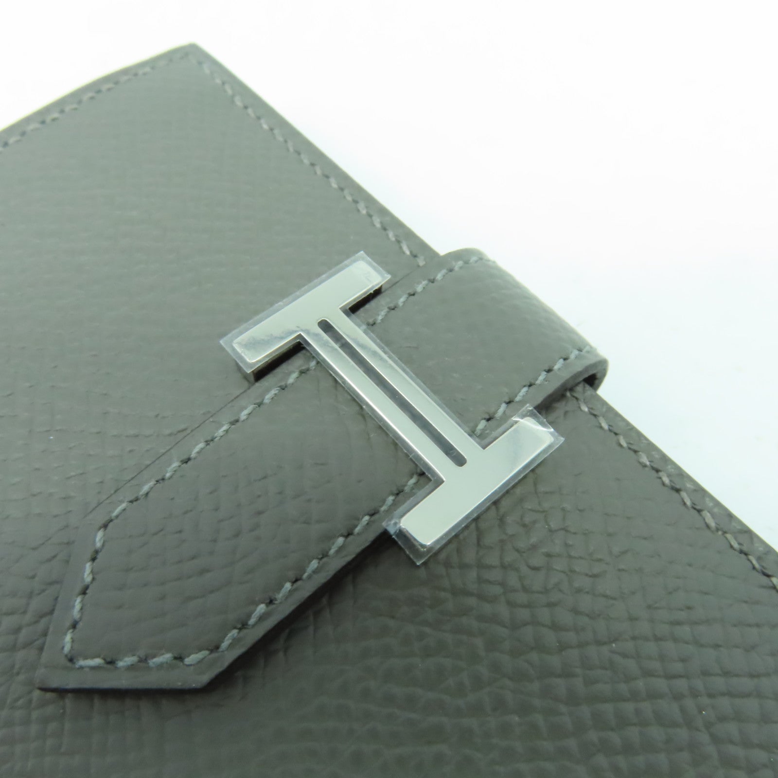 HERMES Epsom皮革Bearn Card Case銀扣卡片套積雲雨灰色
