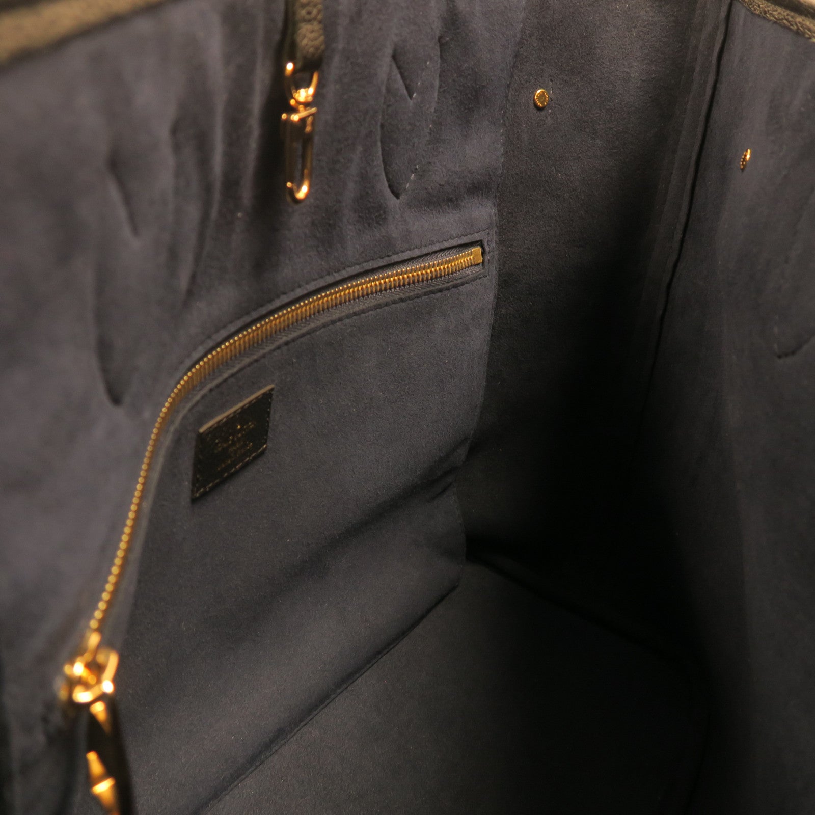LOUIS VUITTON Monogram Empreinte Neverfull MM金扣手挽袋黑色