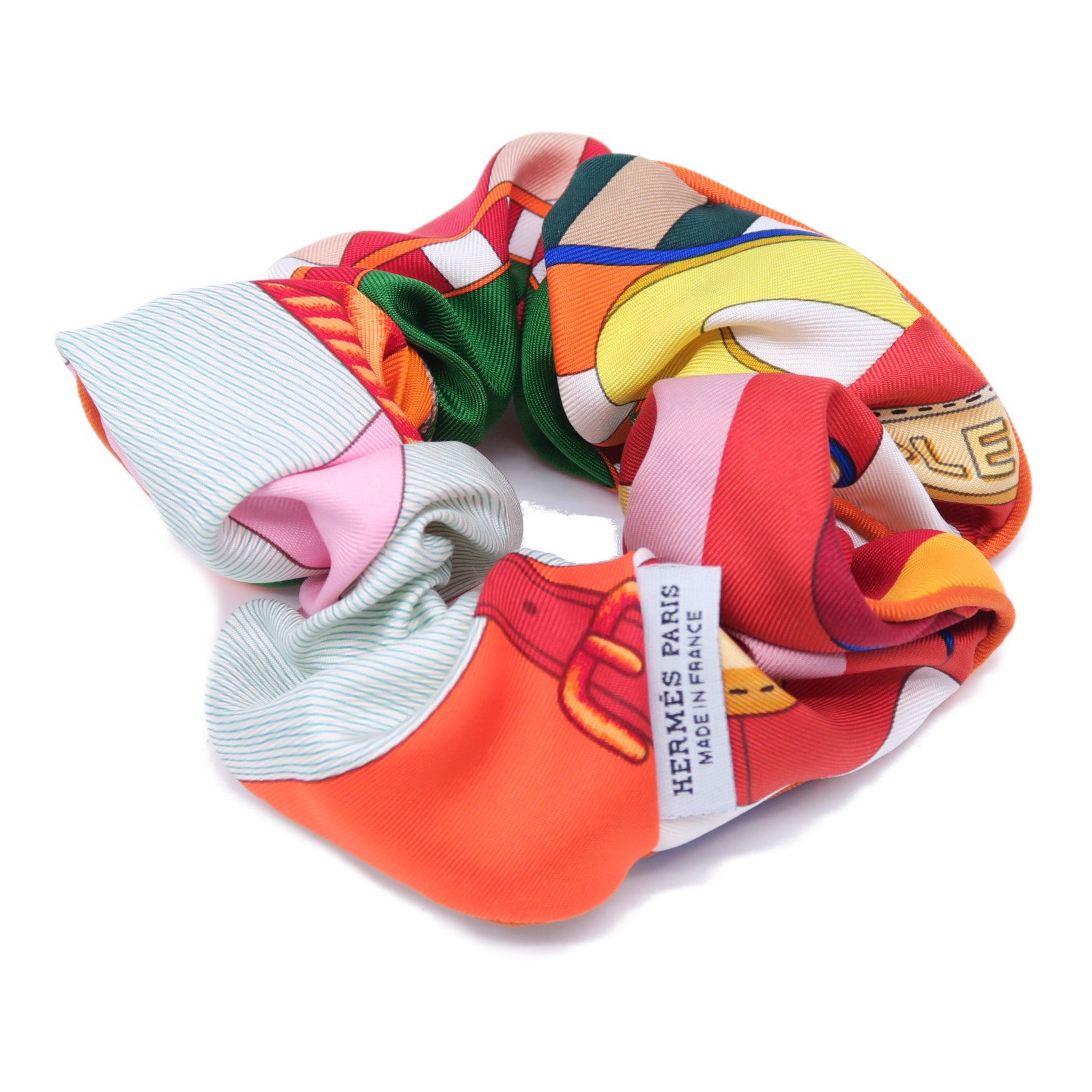 HERMES 絲質Claudia Scrunchie髮圈橙色/綠色/紅色