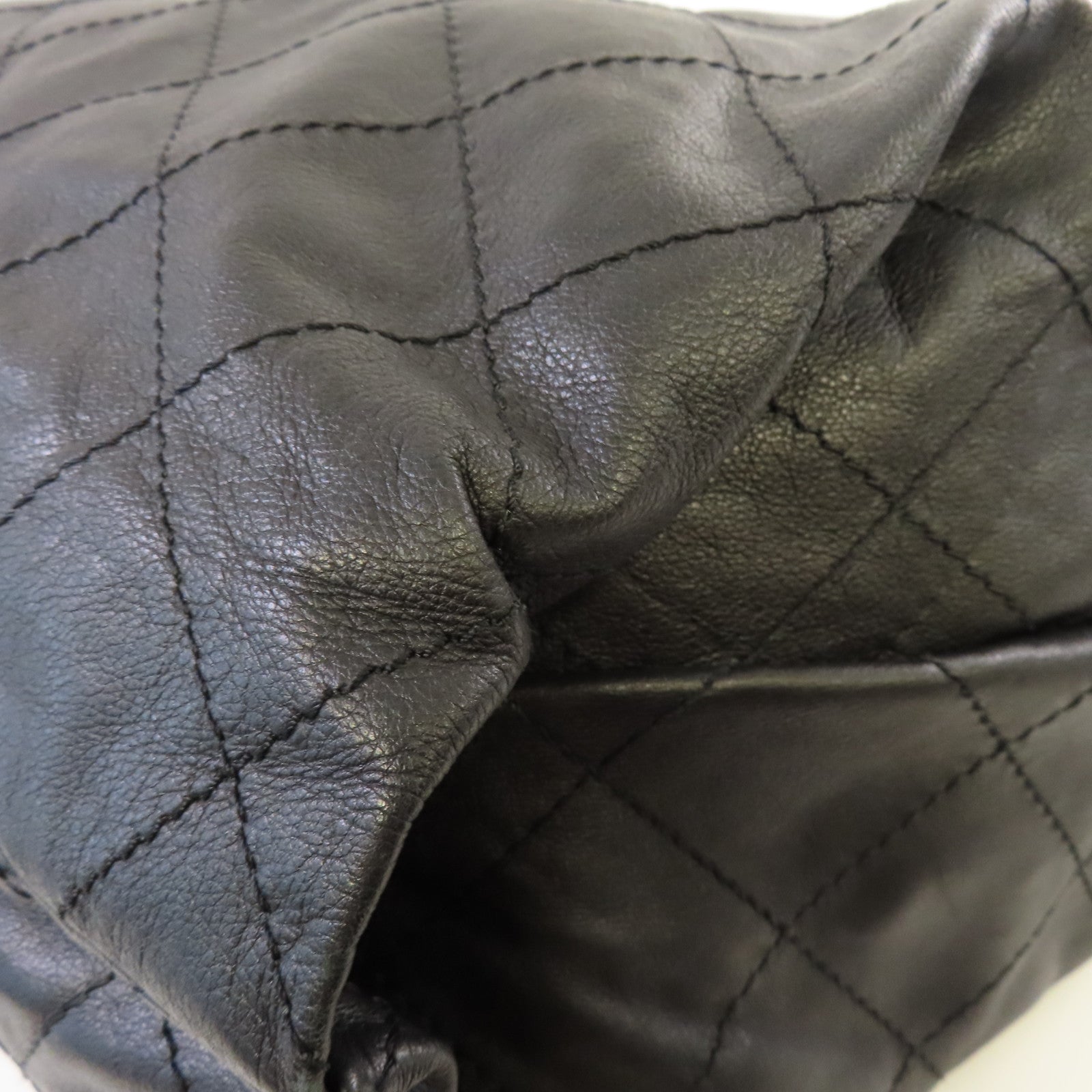 CHANEL 菱格羊皮皮革Chain Shoulder Bag銀扣鏈帶肩背袋黑色