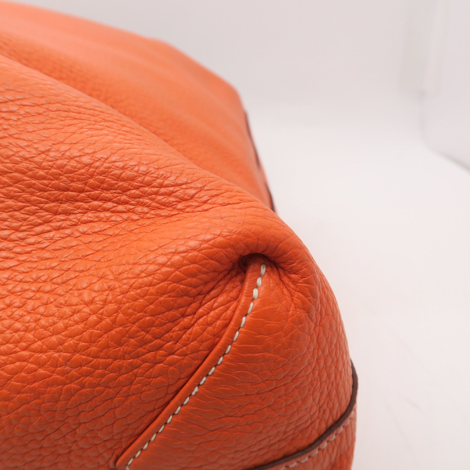 HERMES Clemence皮革Double Sens手挽袋啡色/橙色