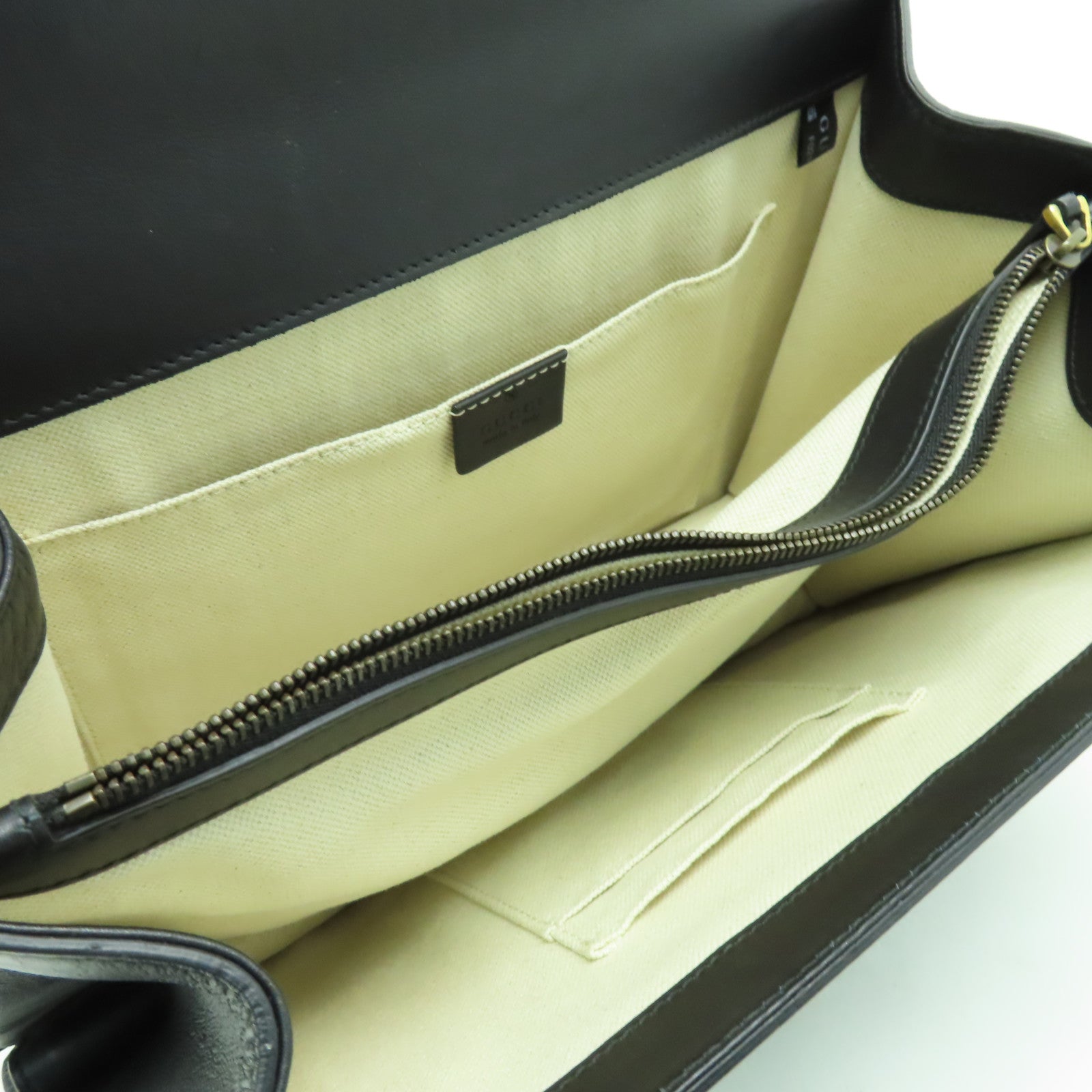 GUCCI 牛皮皮革Handbag金扣手挽袋黒色