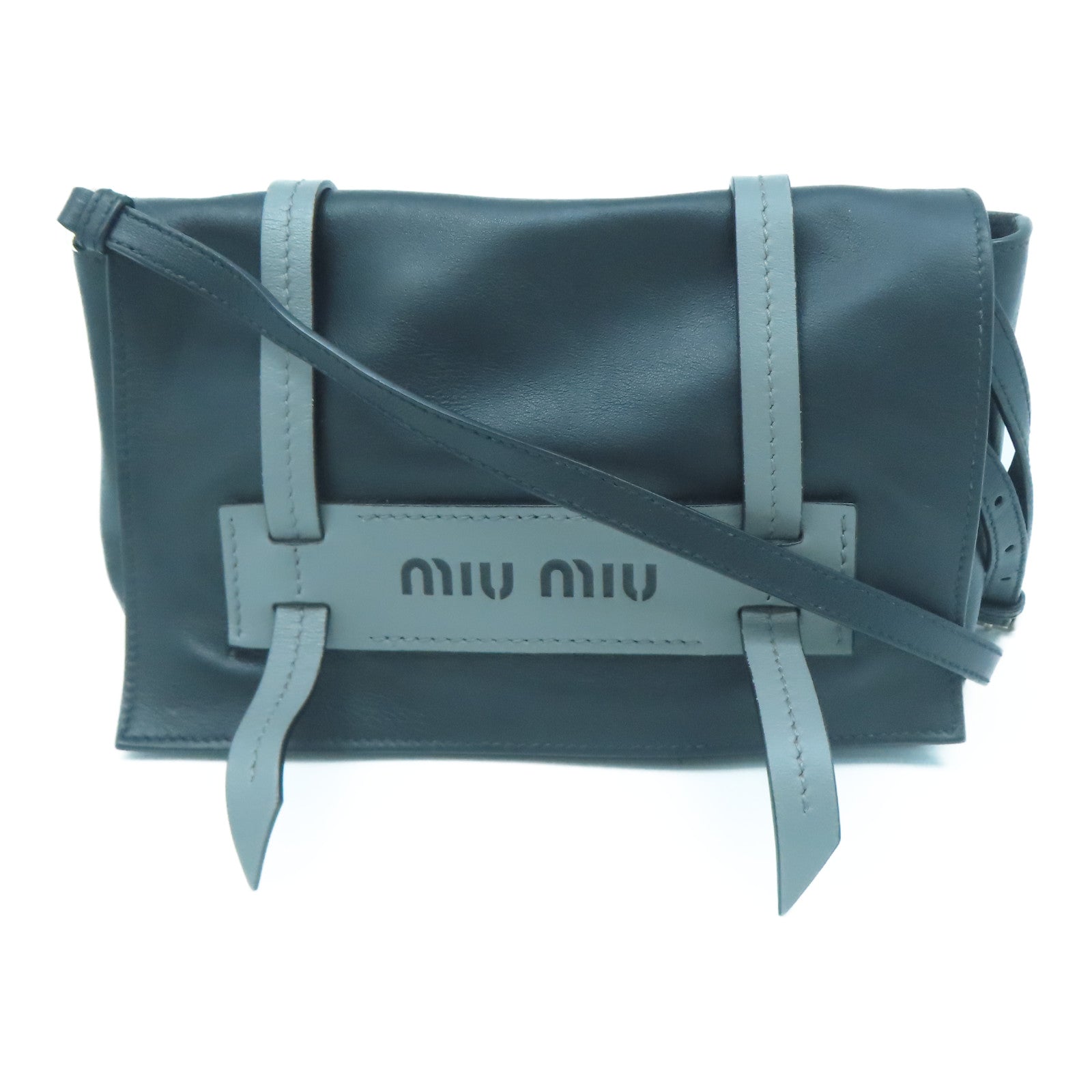 Miu Miu 羊皮皮革Shoulder Bag銀扣肩背袋黑色