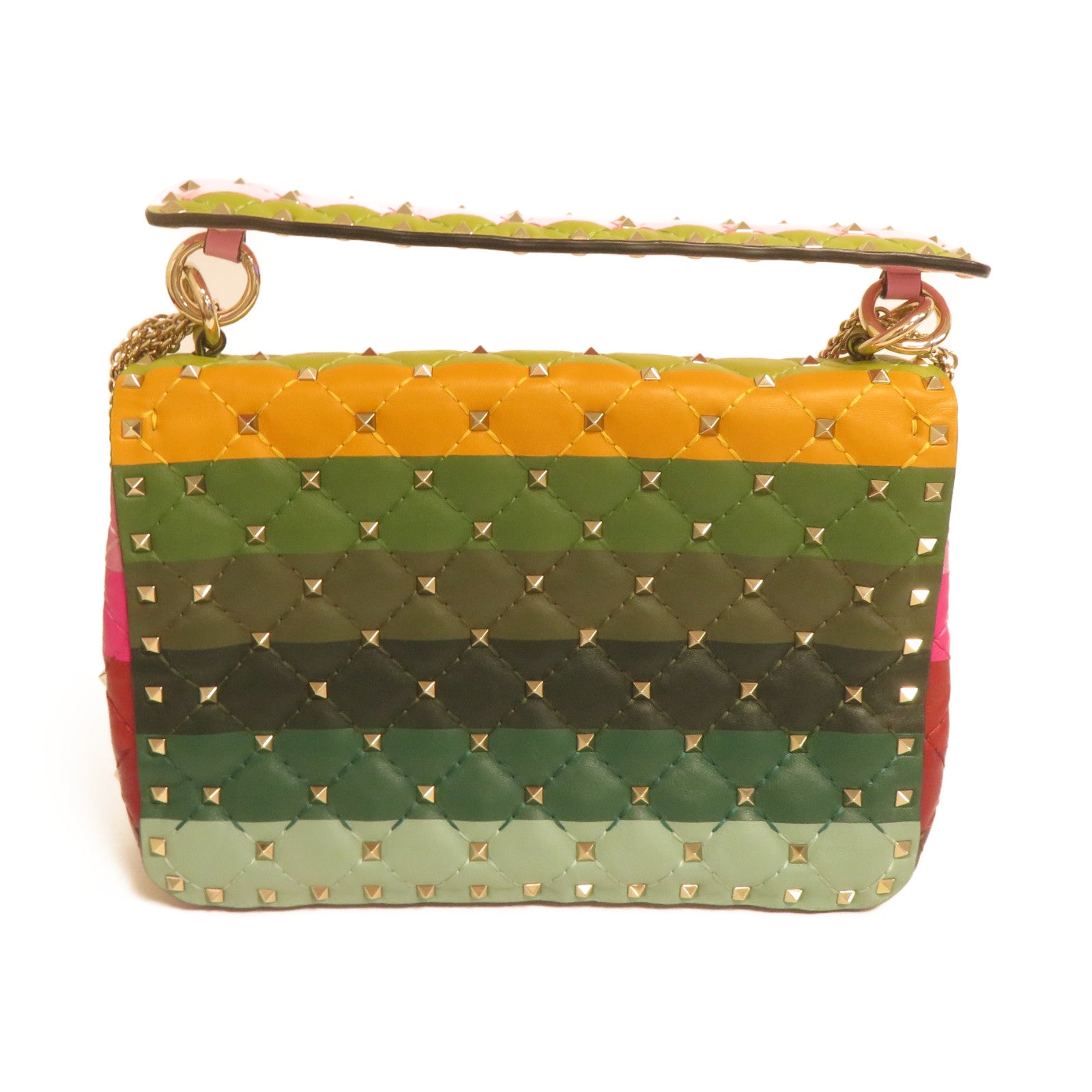 Valentino Studded羊皮皮革Rockstud Spike金扣鏈帶手挽肩背兩用袋彩色