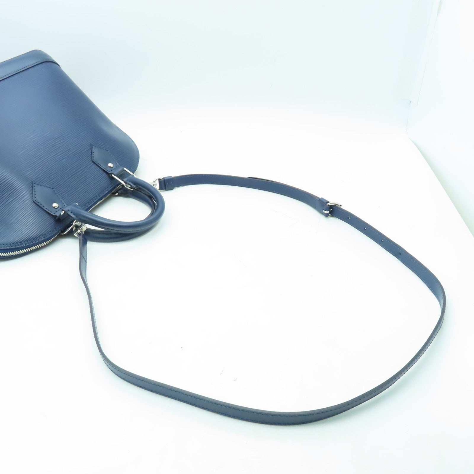 LOUIS VUITTON Epi Alma PM銀扣手挽肩背兩用袋藍色