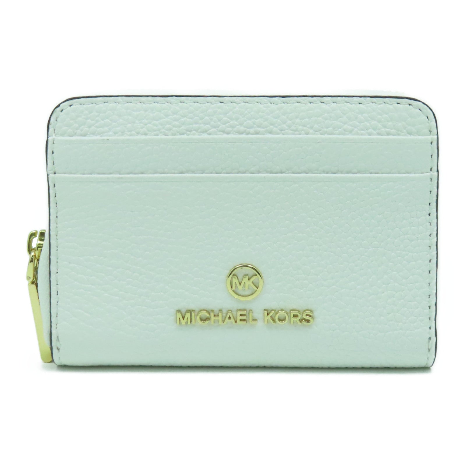 Michael Kors 牛皮皮革Zipper Card Case金扣卡片套白色