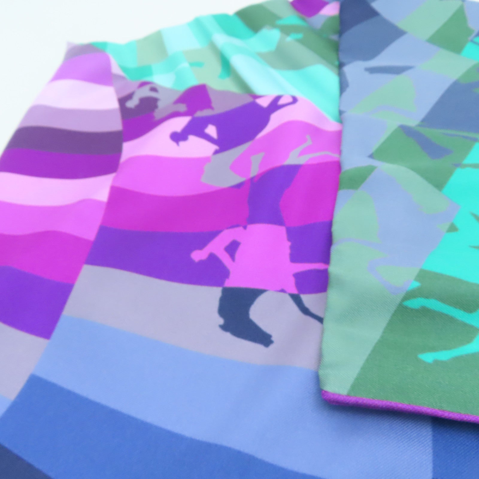 HERMES Silk scarf scarf green purple 90x90cm