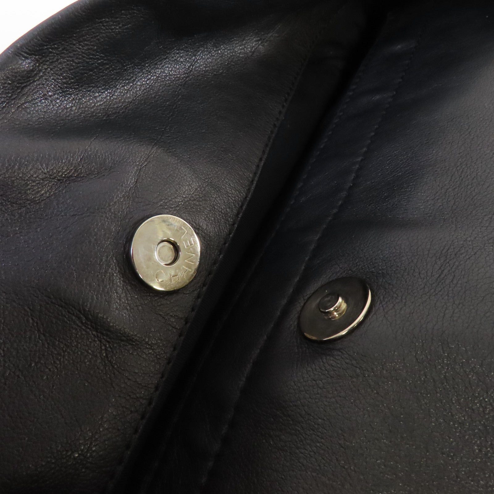CHANEL 菱格羊皮皮革Chain Shoulder Bag銀扣鏈帶肩背袋黑色