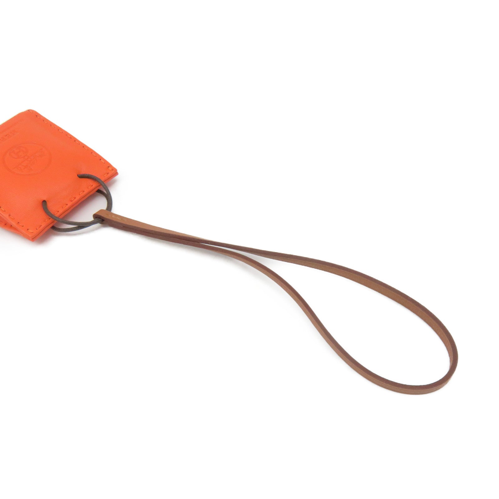 HERMES Sheepskin Leather Orange Bag Charm Charm Orange Orange