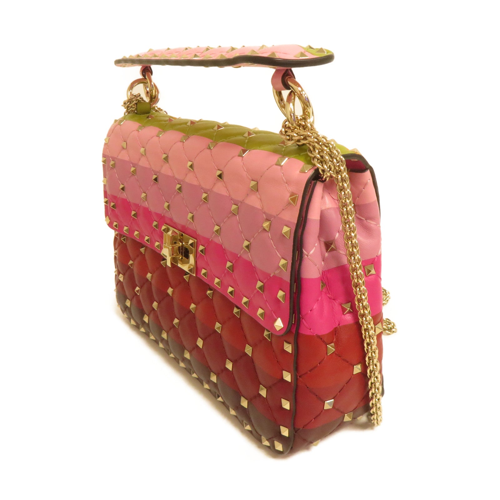 Valentino Studded羊皮皮革Rockstud Spike金扣鏈帶手挽肩背兩用袋彩色
