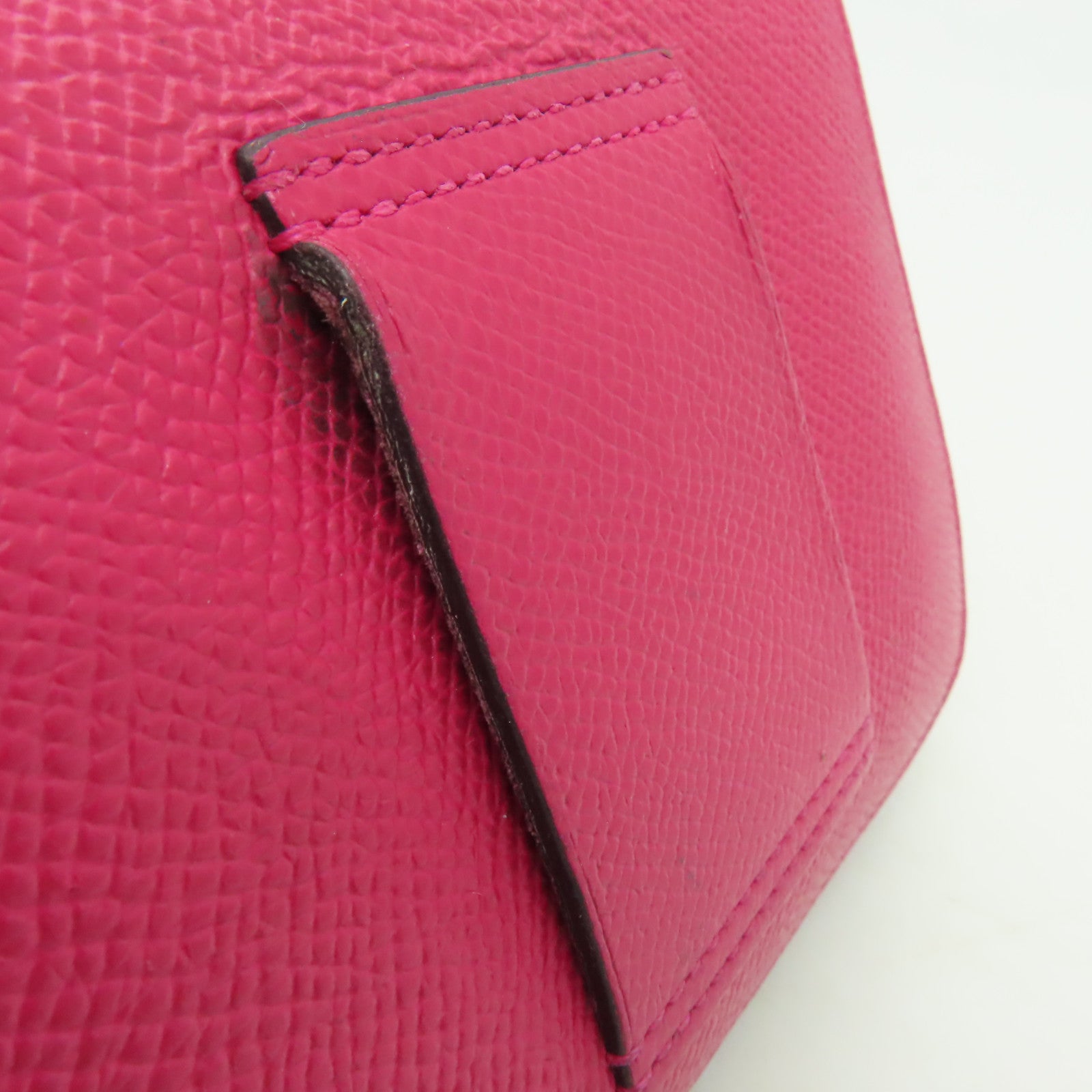 HERMES Epsom皮革Constance Slim銀扣手拿包粉紅色