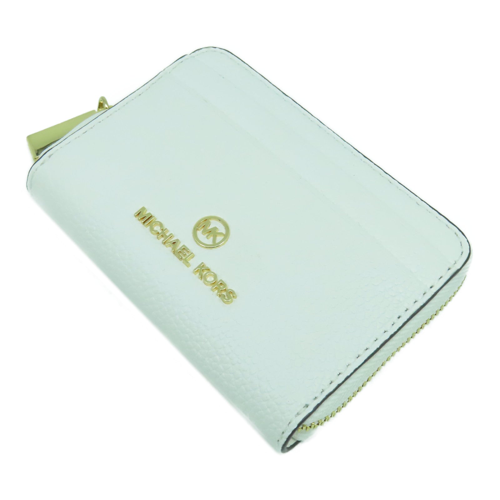 Michael Kors 牛皮皮革Zipper Card Case金扣卡片套白色
