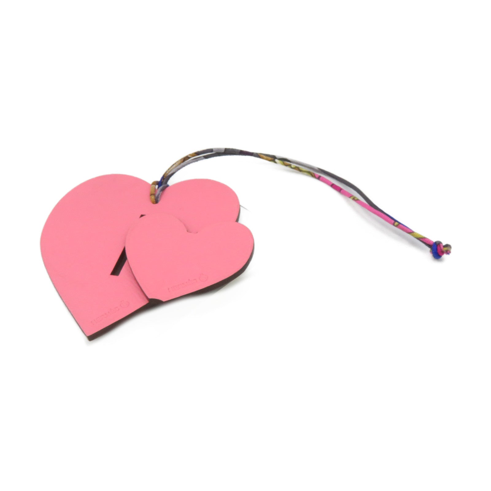 HERMES Epsom皮革Heart Charm挂饰粉红色/黑色