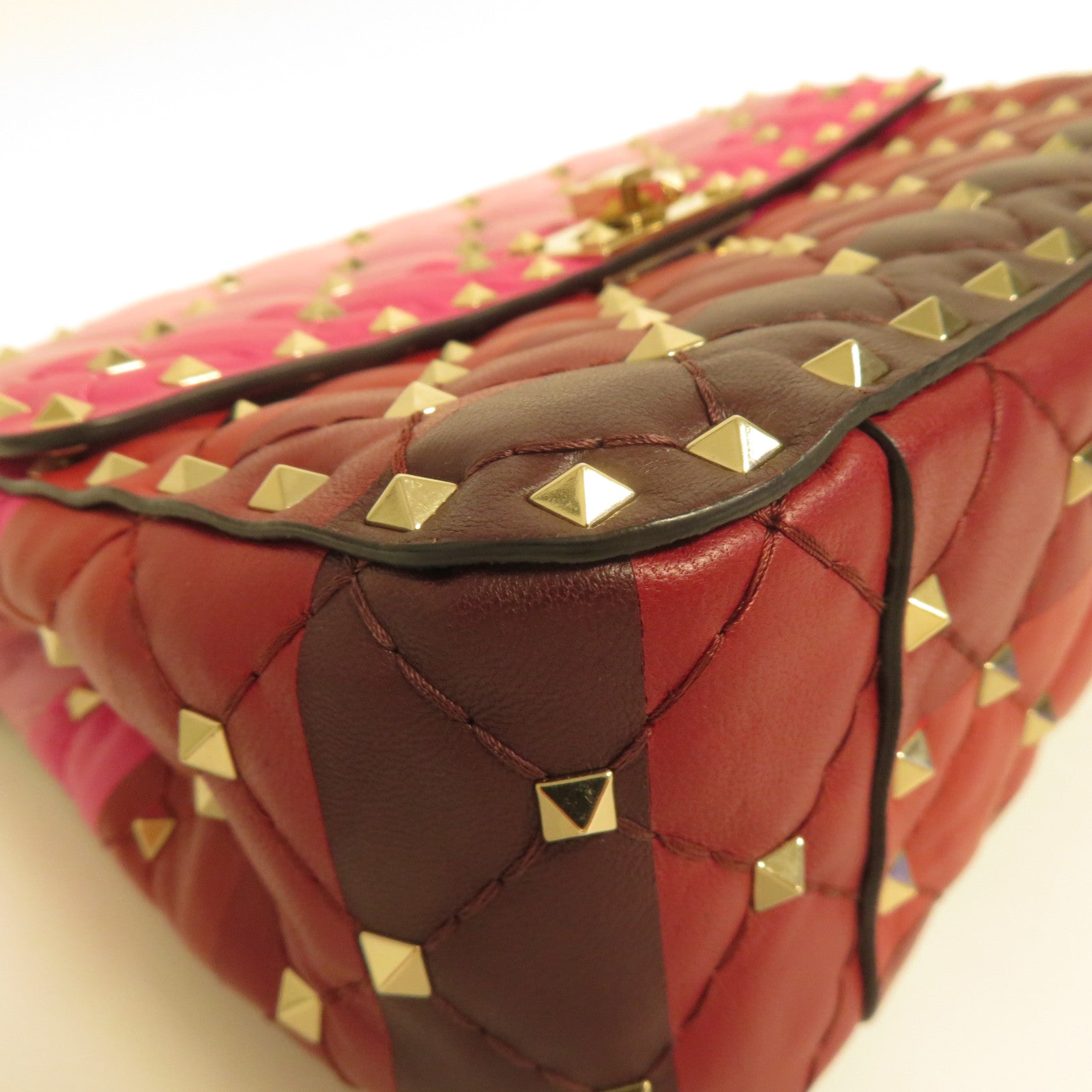 Valentino Studded羊皮皮革Rockstud Spike金扣鏈帶手挽肩背兩用袋彩色