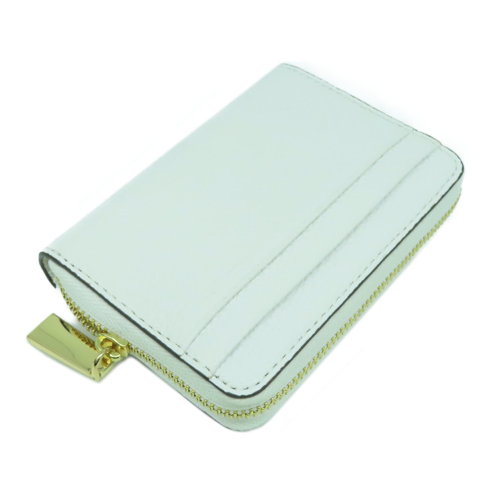 Michael Kors 牛皮皮革Zipper Card Case金扣卡片套白色