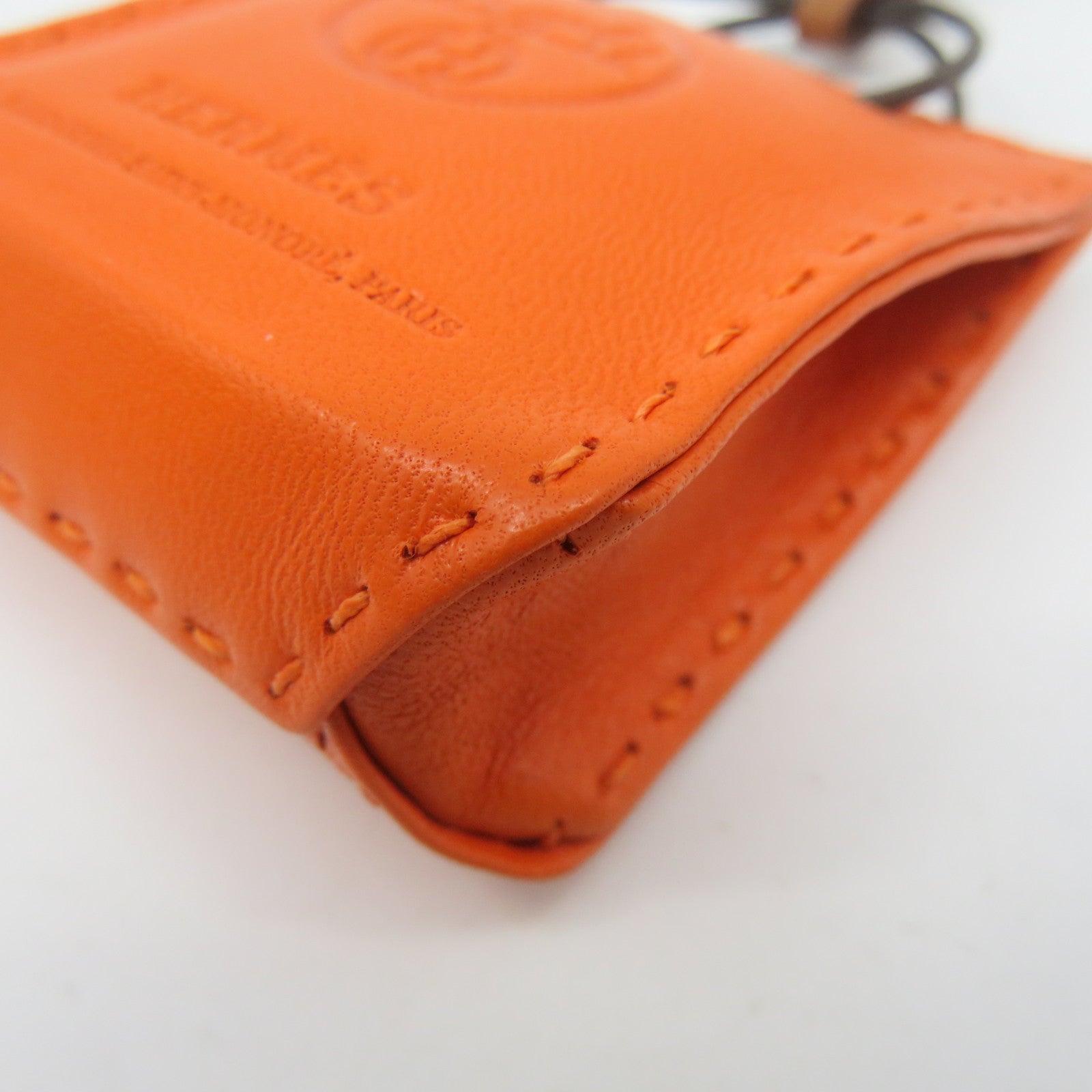 HERMES Sheepskin Leather Orange Bag Charm Charm Orange Orange