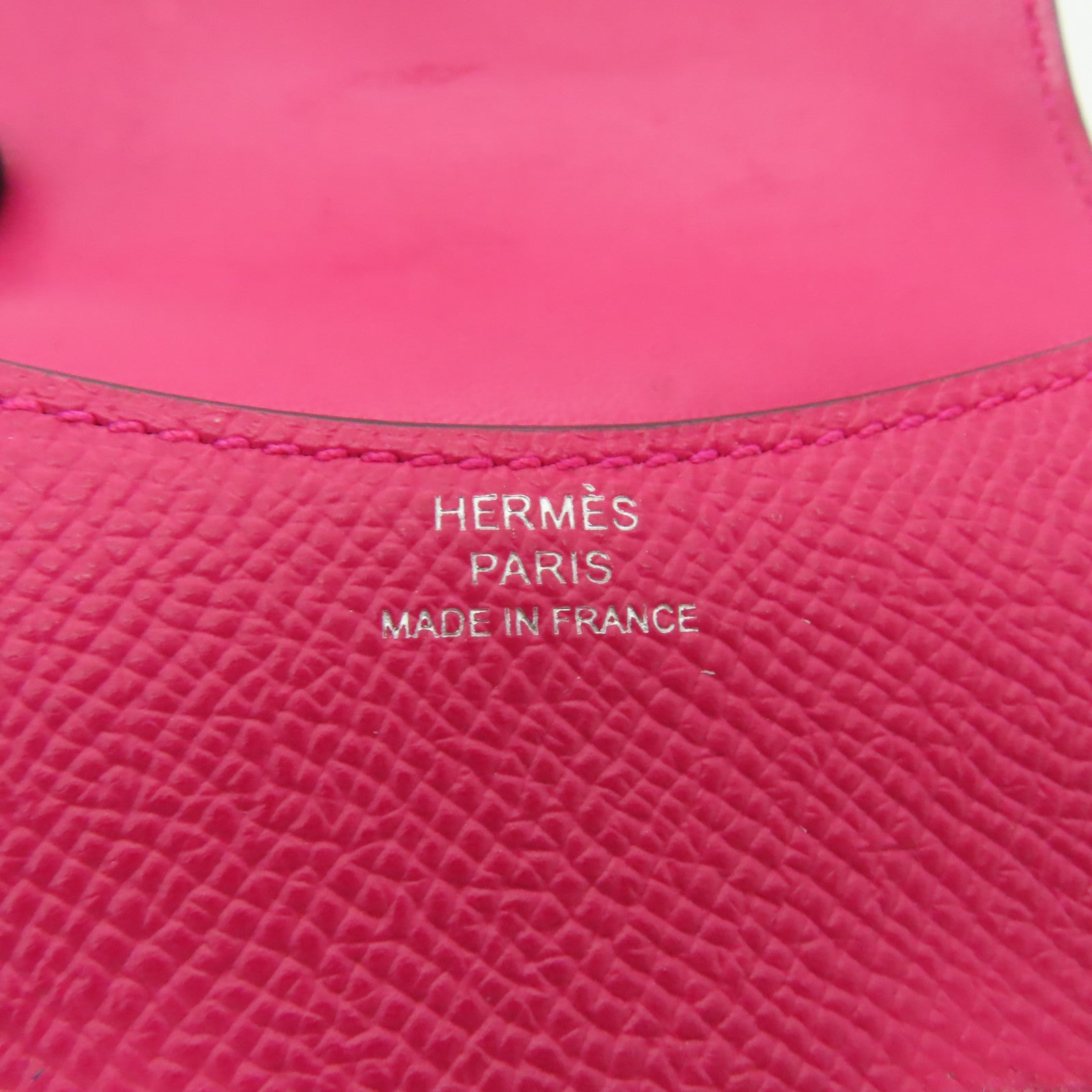 HERMES Epsom皮革Constance Slim銀扣手拿包粉紅色