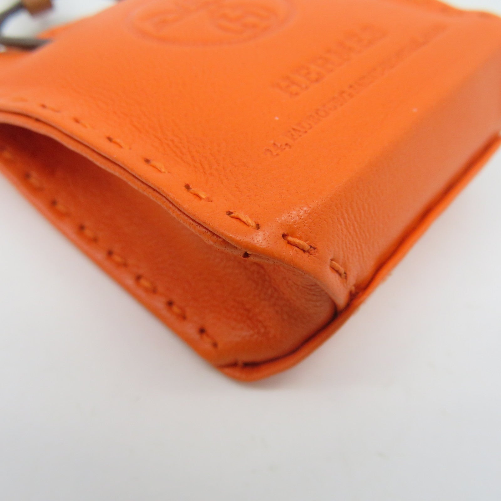 HERMES Sheepskin Leather Orange Bag Charm Charm Orange Orange