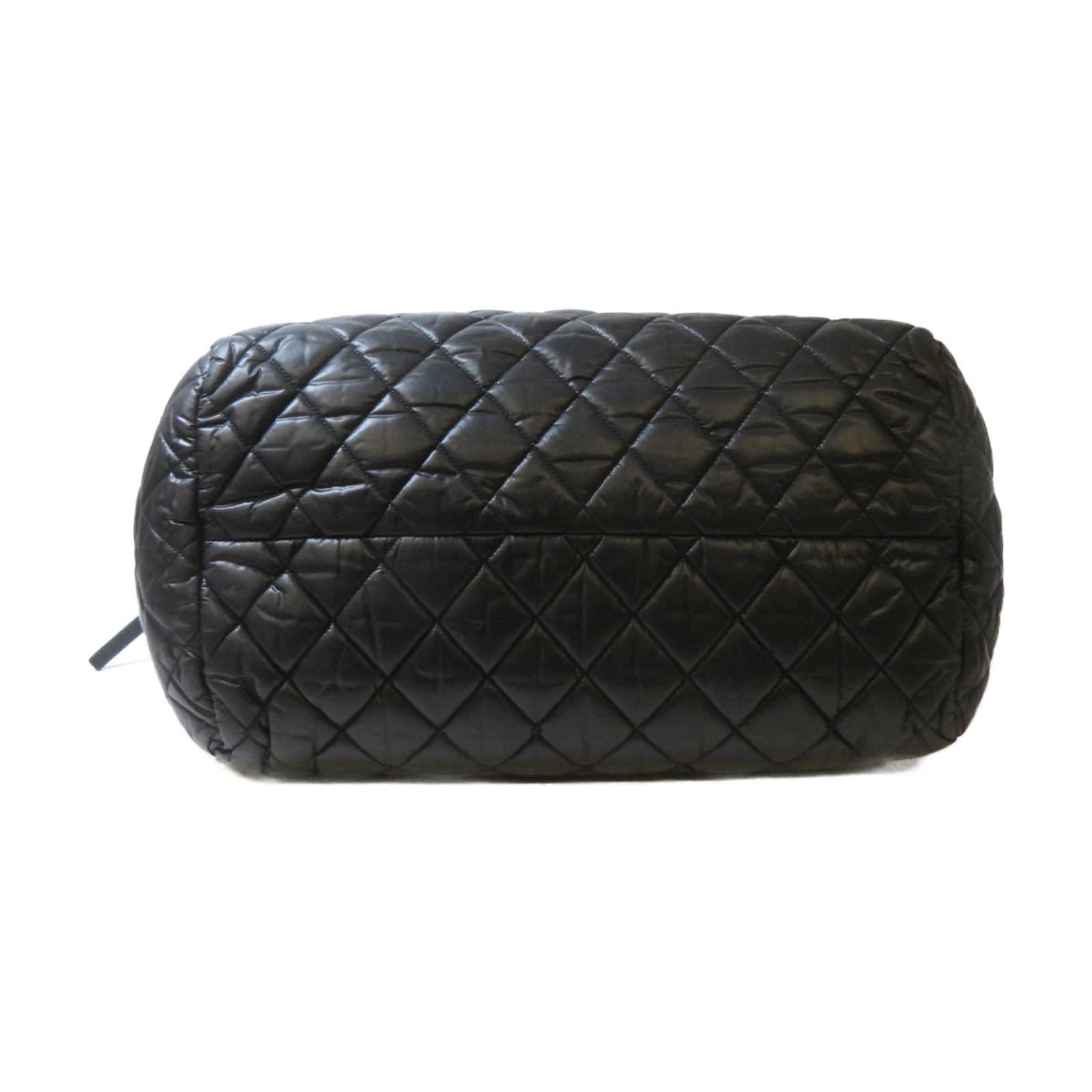 CHANEL 菱格尼龍Cocoon銀扣肩背袋黑色