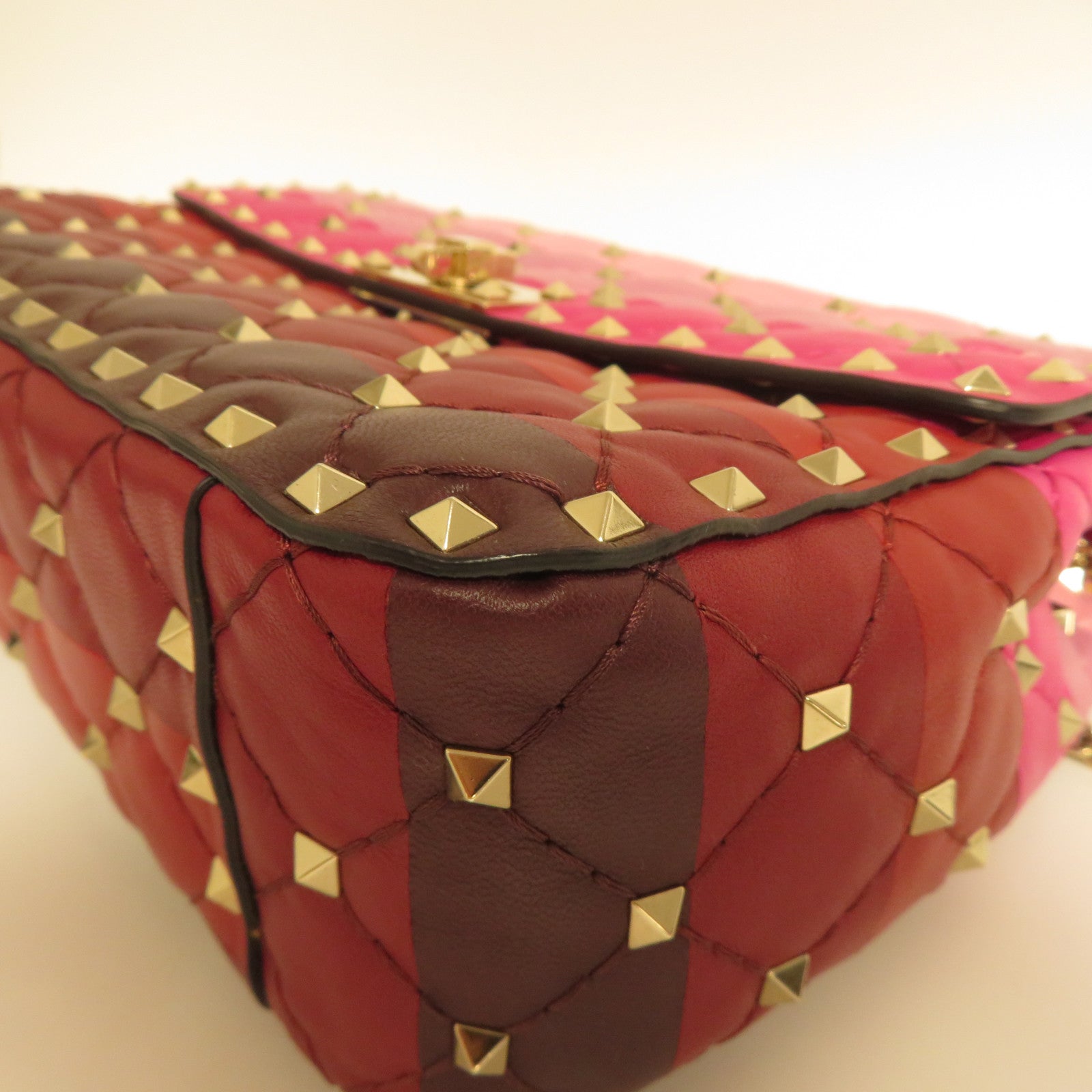 Valentino Studded羊皮皮革Rockstud Spike金扣鏈帶手挽肩背兩用袋彩色