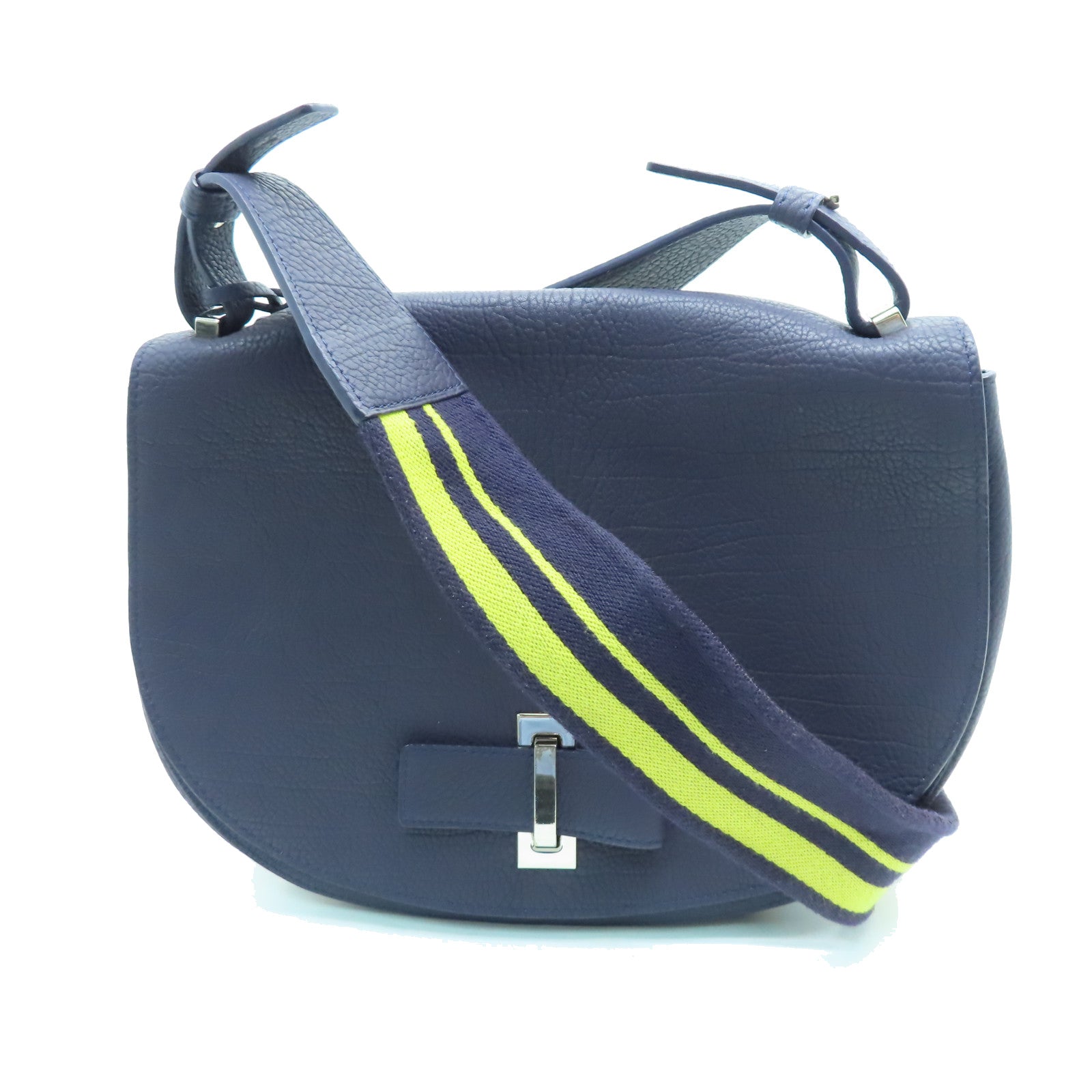 SELECTION 牛皮皮革Delvaux Le Mutin銀扣肩背袋藍色