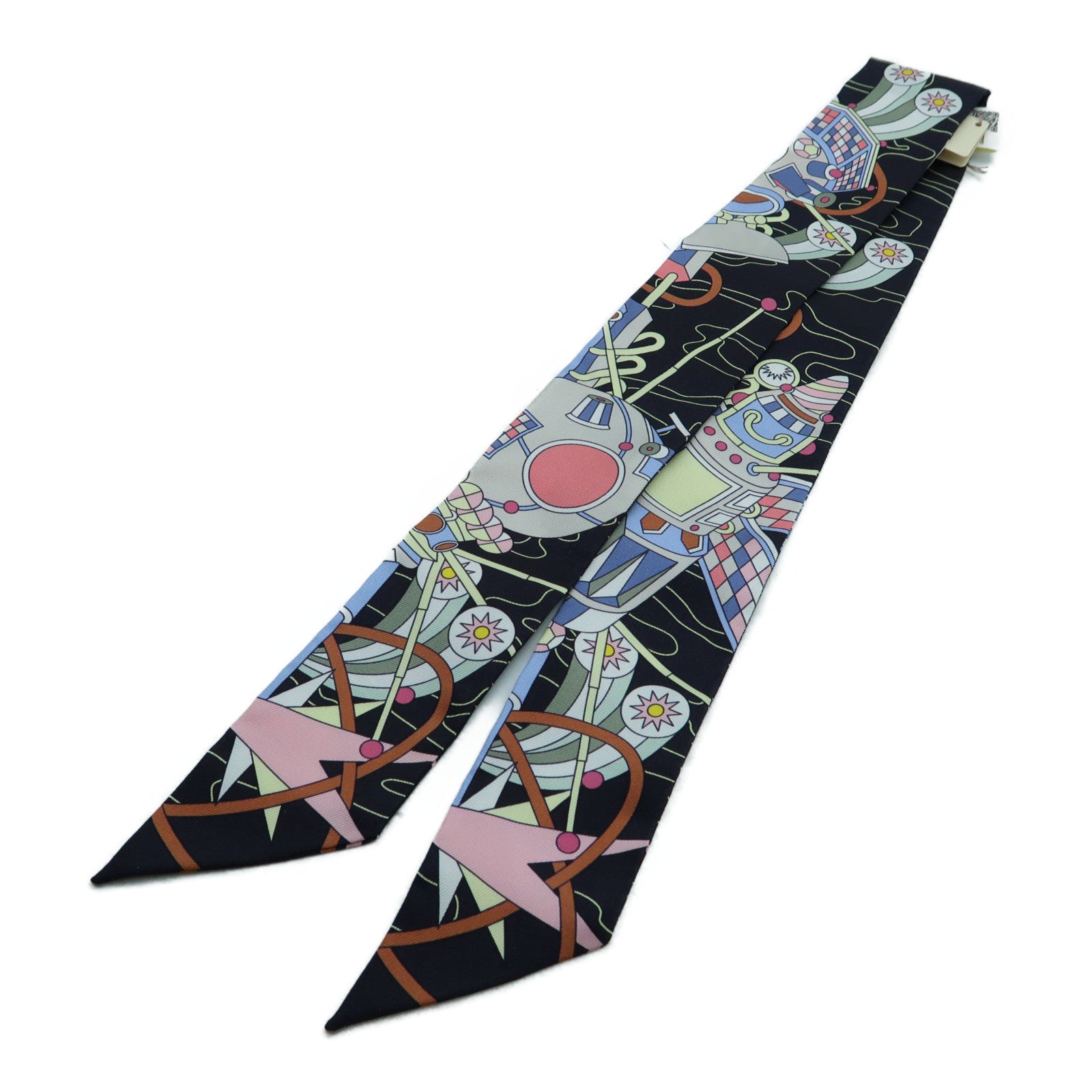 HERMES 絲質Twilly絲巾黑色