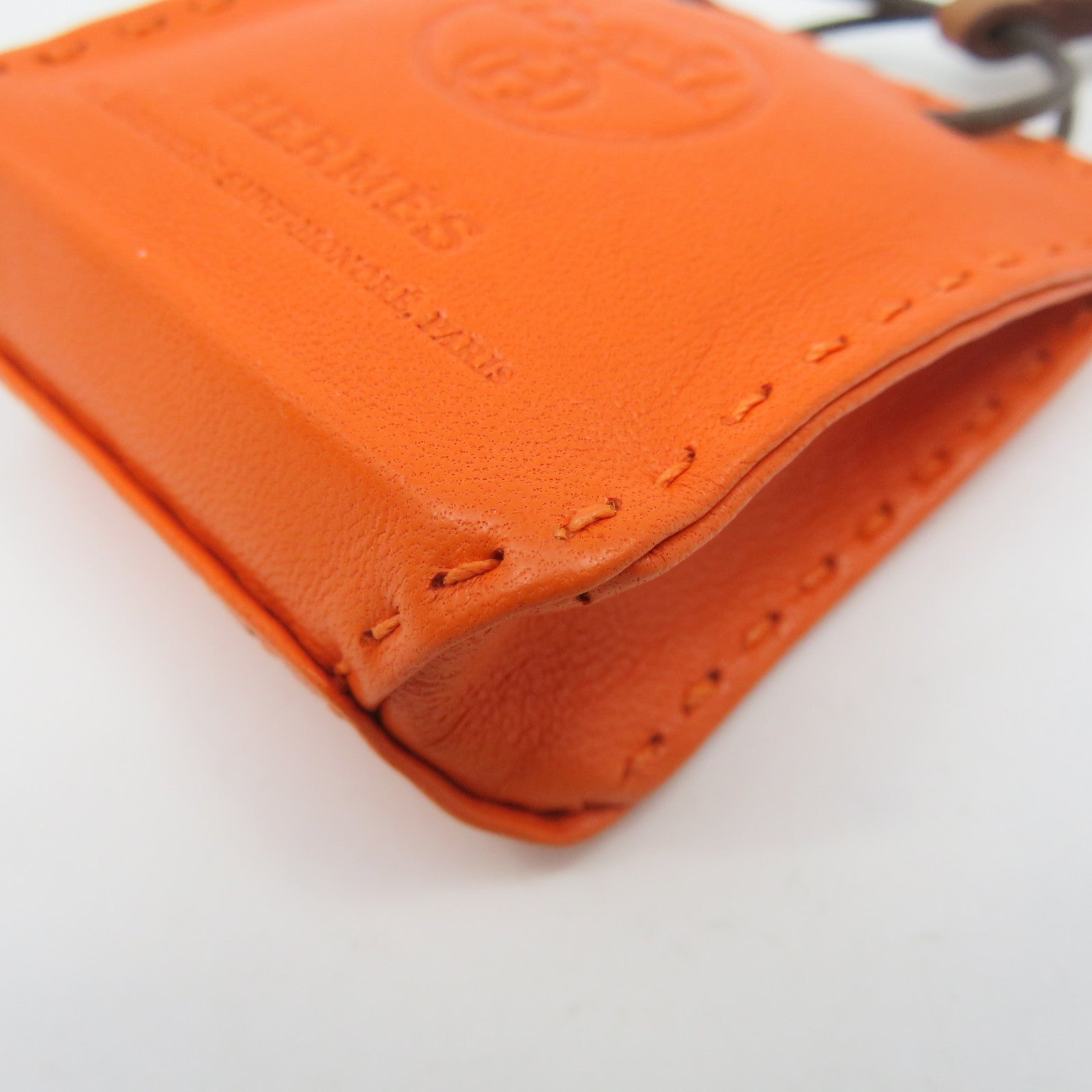 HERMES Sheepskin Leather Orange Bag Charm Charm Orange Orange