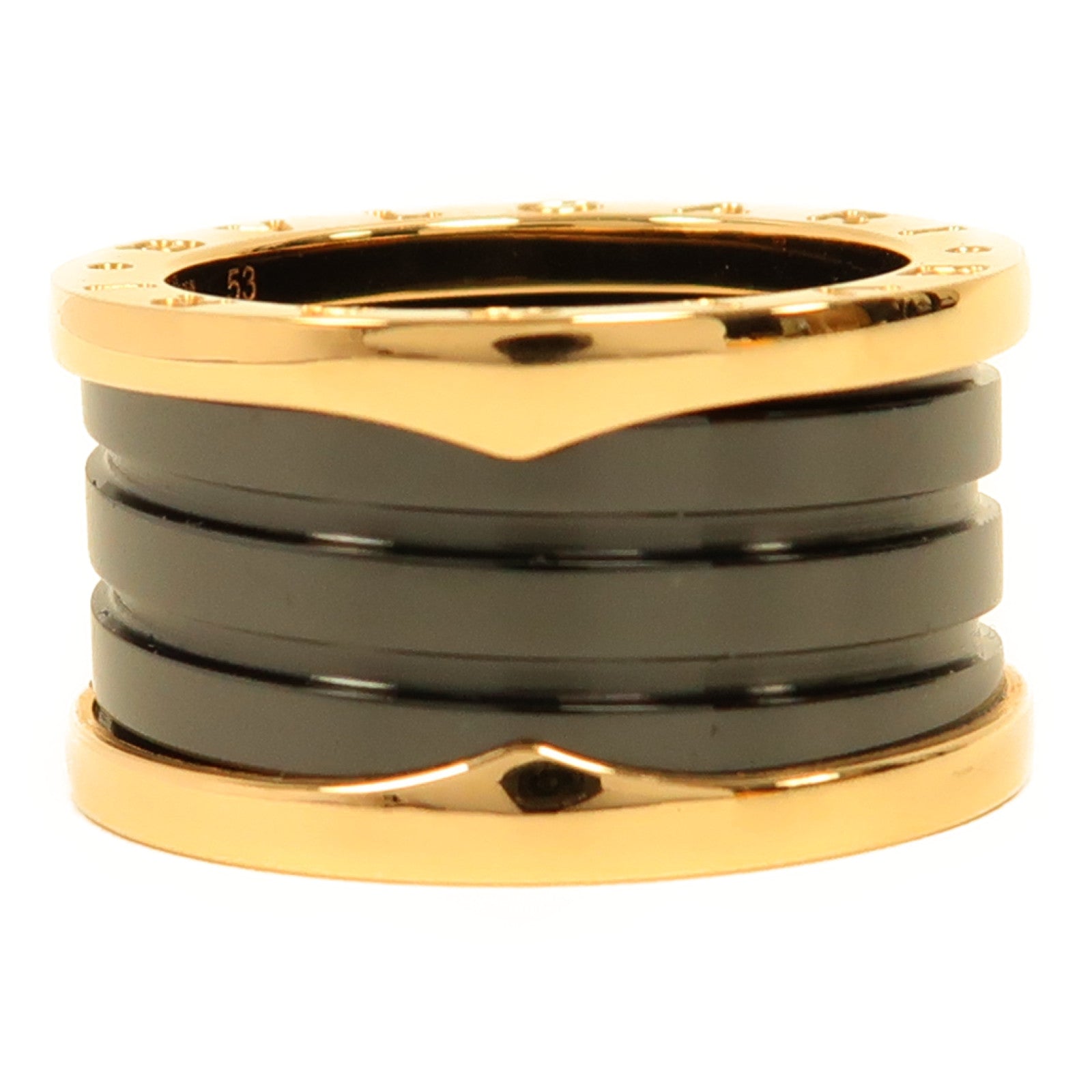BVLGARI 18K玫瑰金/陶瓷B.Zero1 Ring戒指US#6