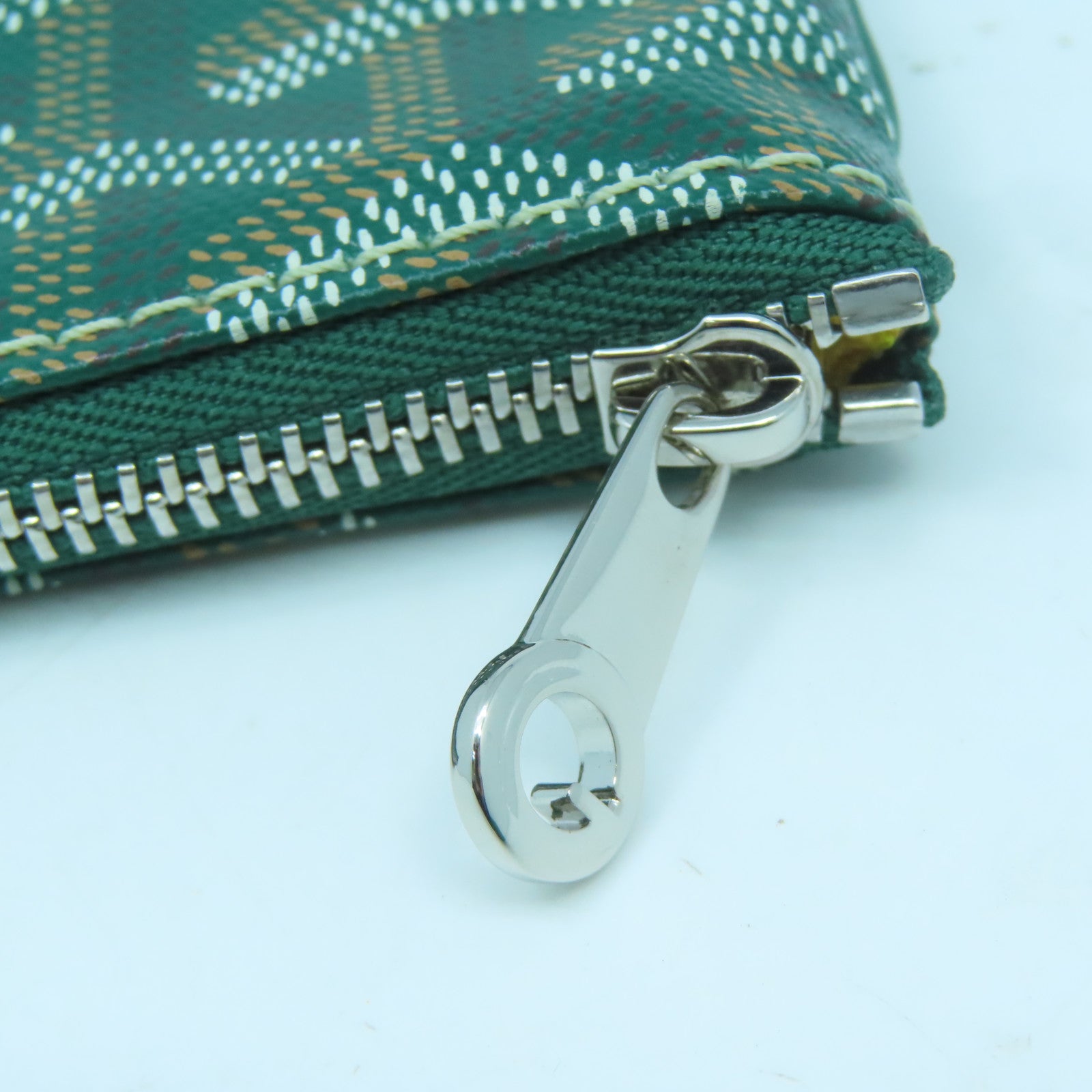 GOYARD 塗層帆布Mini Pochette銀扣手拿包綠色