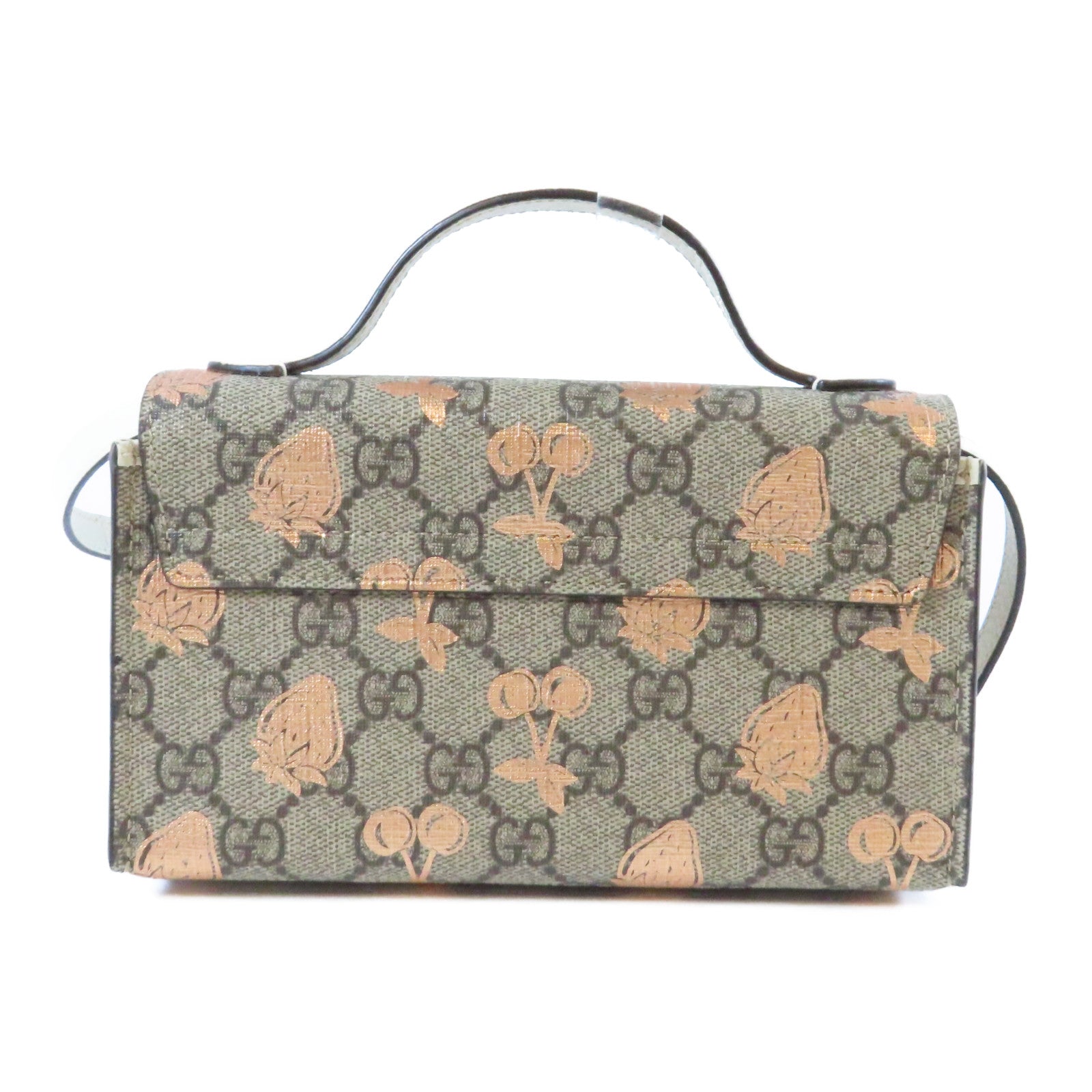 GUCCI 塗層帆布Mini Padlock Berry金扣肩背袋啡色/粉紅色