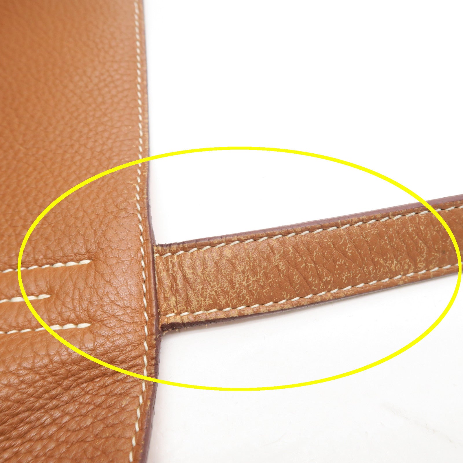 HERMES Clemence皮革Double Sens手挽袋啡色/橙色
