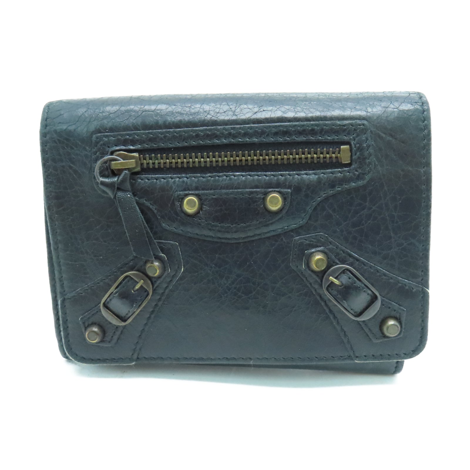 BALENCIAGA 牛皮皮革Wallet金扣錢包黑色