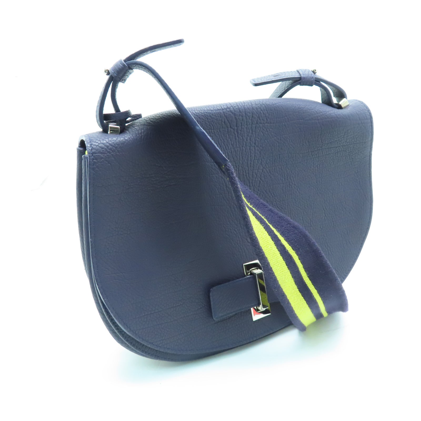 SELECTION 牛皮皮革Delvaux Le Mutin銀扣肩背袋藍色