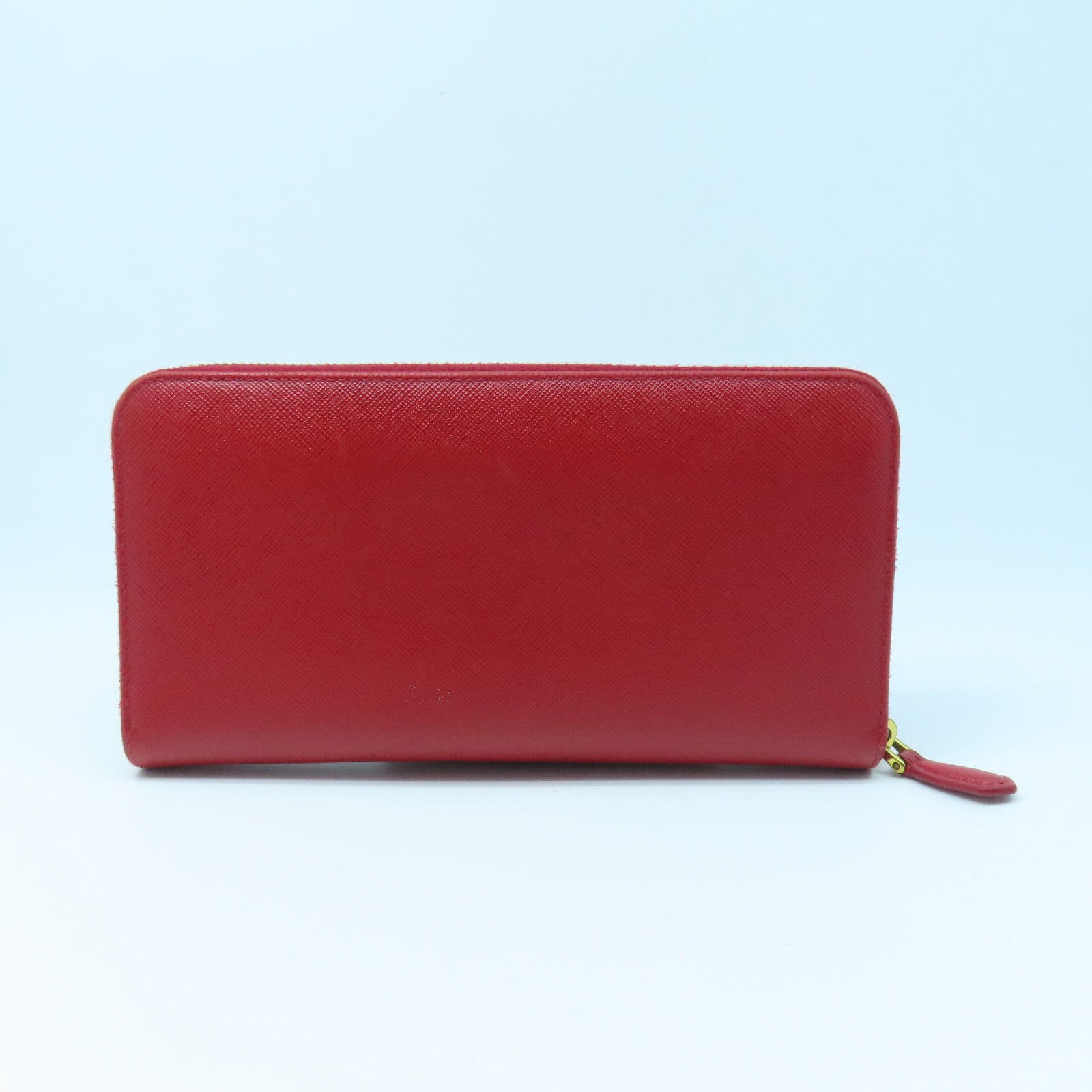 PRADA Cowhide Leather Long Wallet Gold Buckle Long Wallet Red
