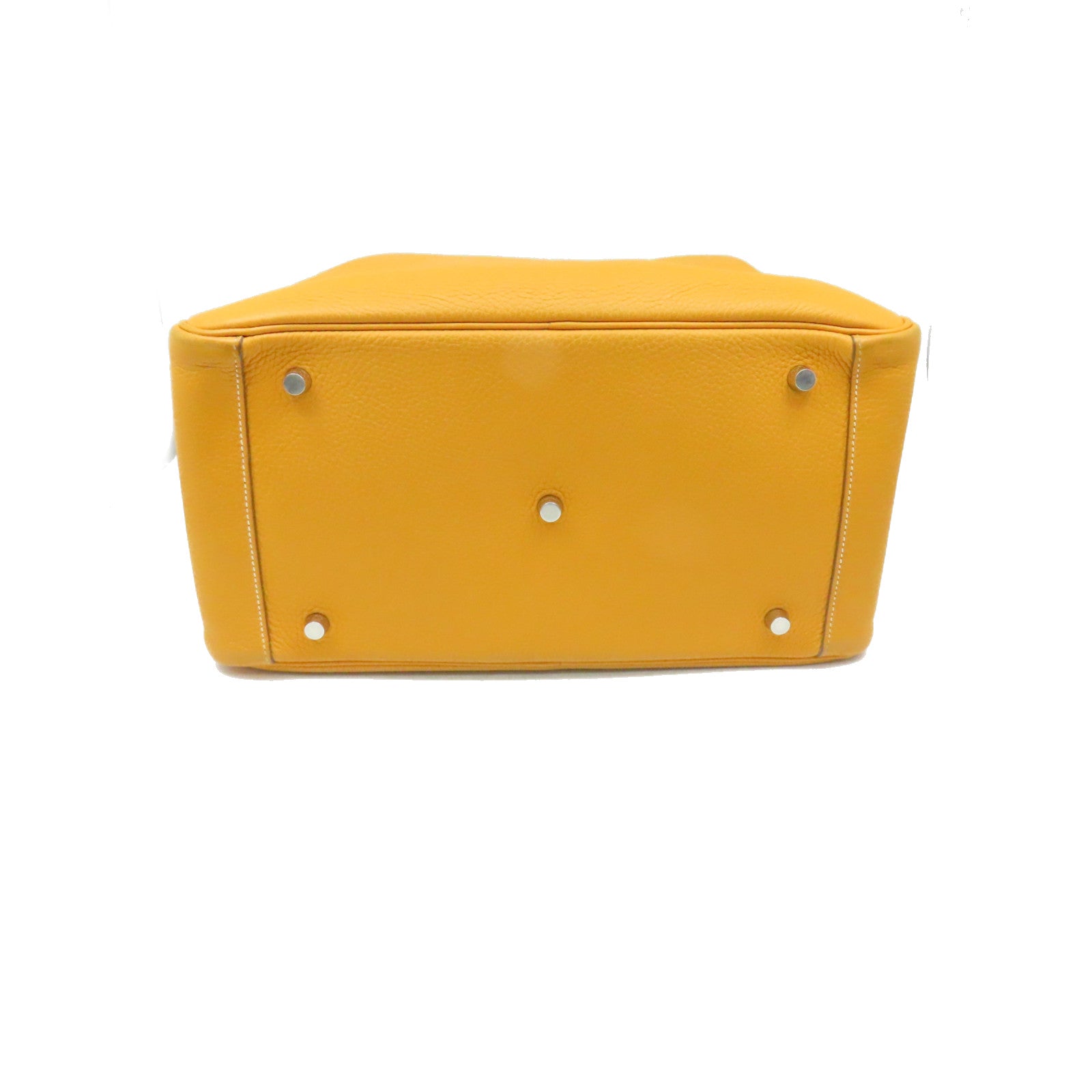 HERMES Clemence皮革Lindy 34 Shoulder Bag銀扣肩背袋Moutarde 芥末黃色