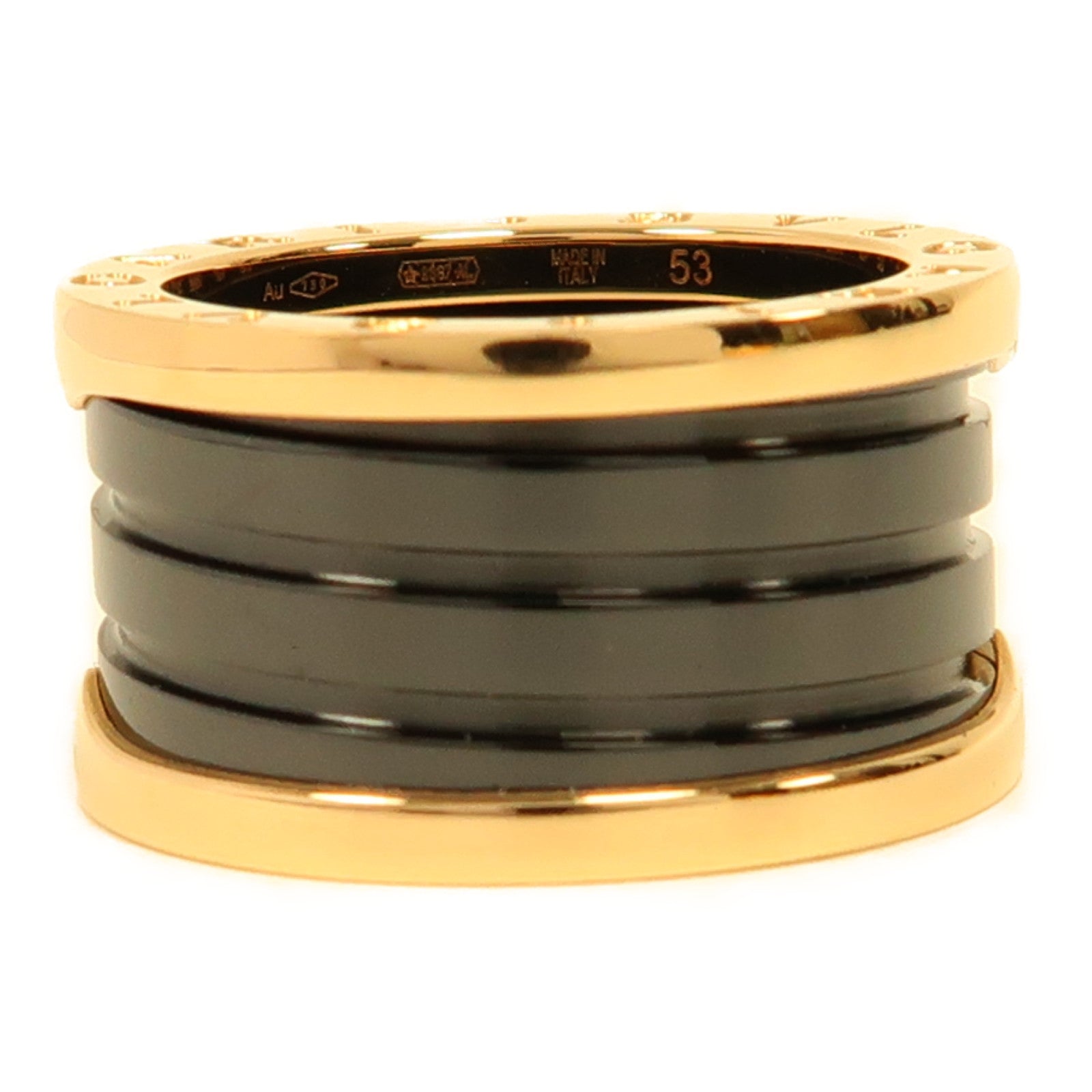 BVLGARI 18K玫瑰金/陶瓷B.Zero1 Ring戒指US#6
